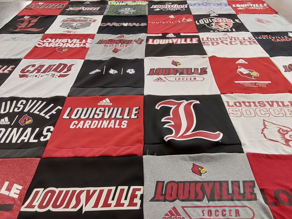 T-shirt quilt featuring louisville cardinals soccer by Taylor from WI