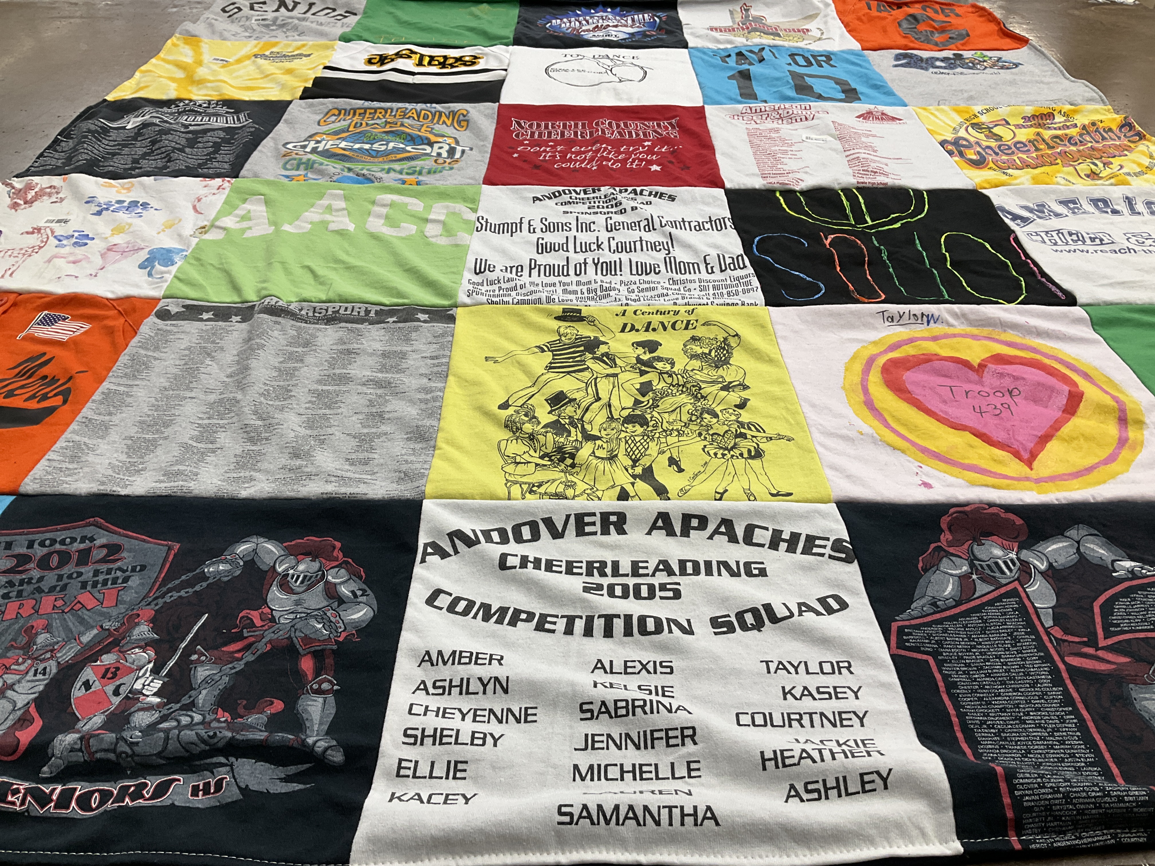 T-shirt quilt featuring andover apaches cheerleading by Diana from MD