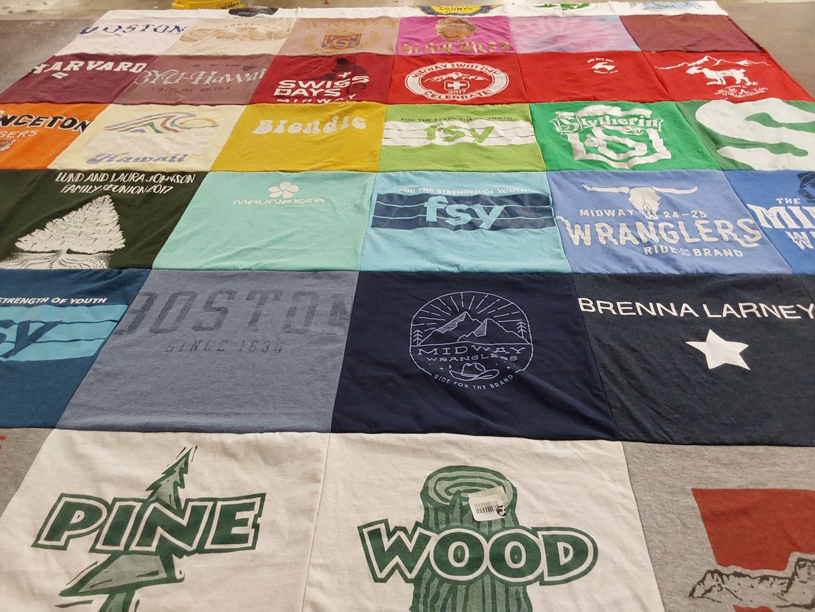T-shirt quilt from harvard university, princeton university by Brenna from UT