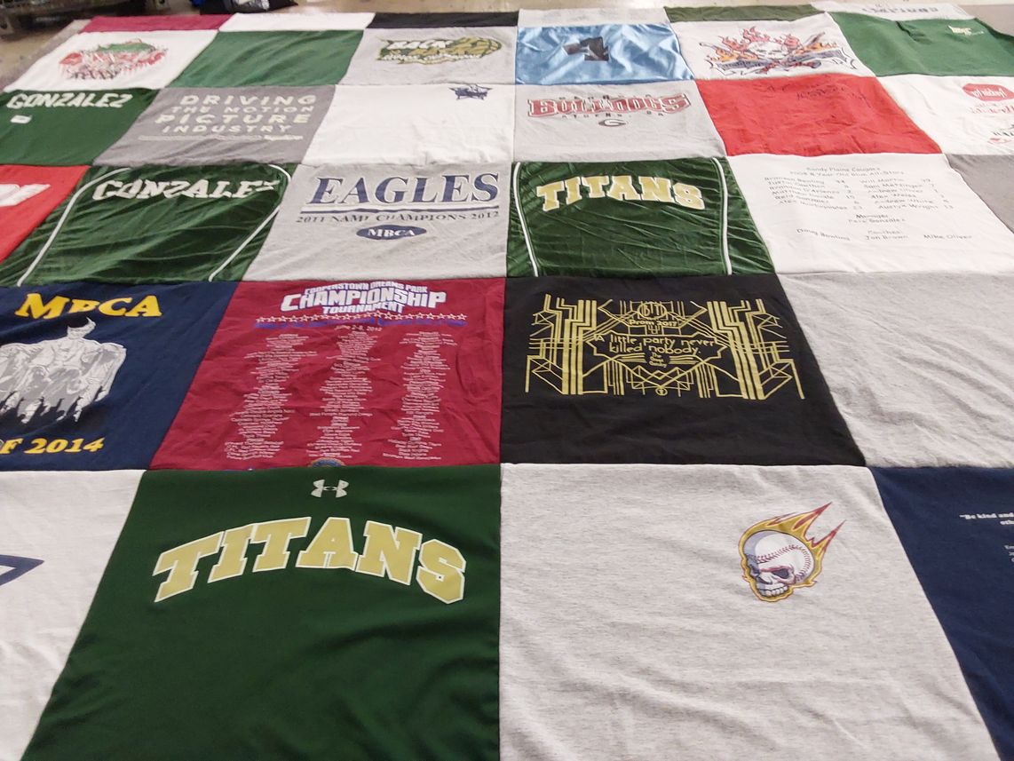T-shirt quilt featuring bulldogs, titans by Lauren from LA