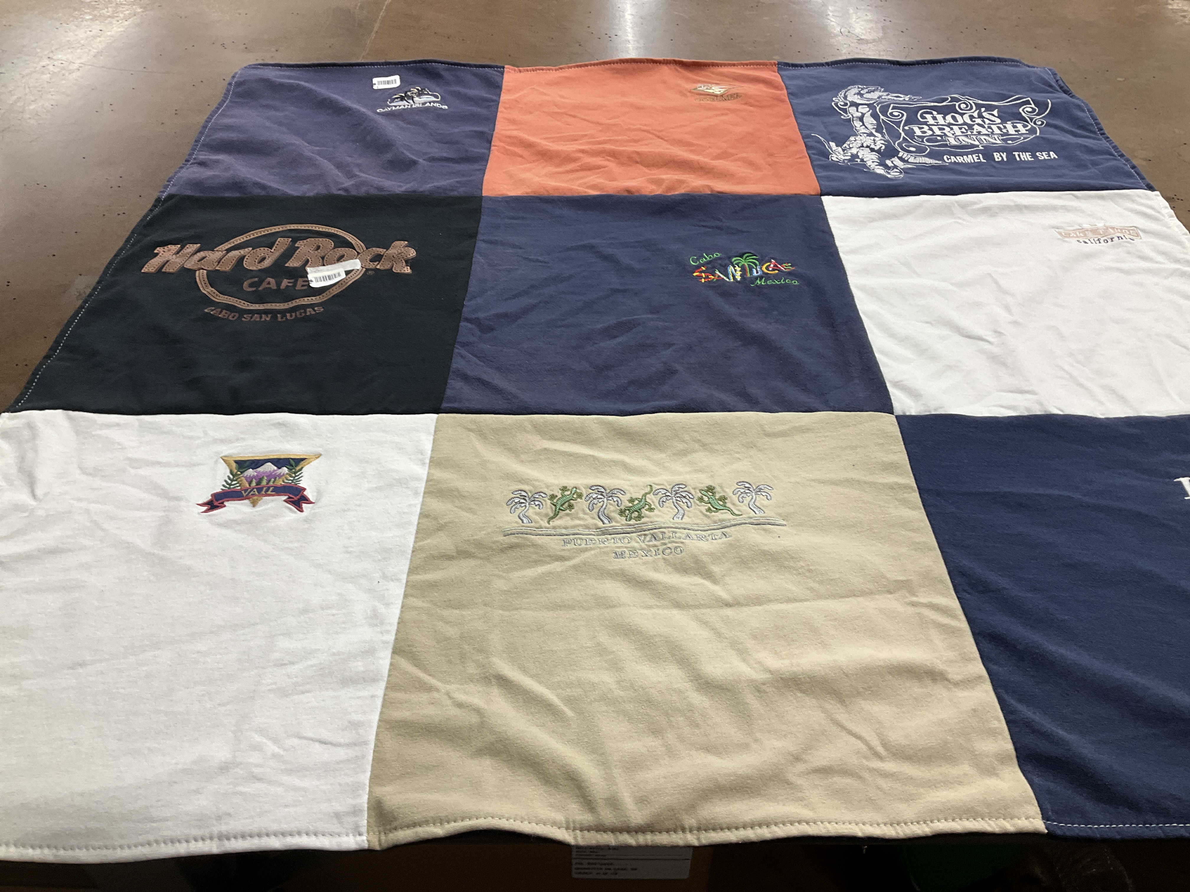 T-shirt quilt with travel, food themes by Elaine from PA