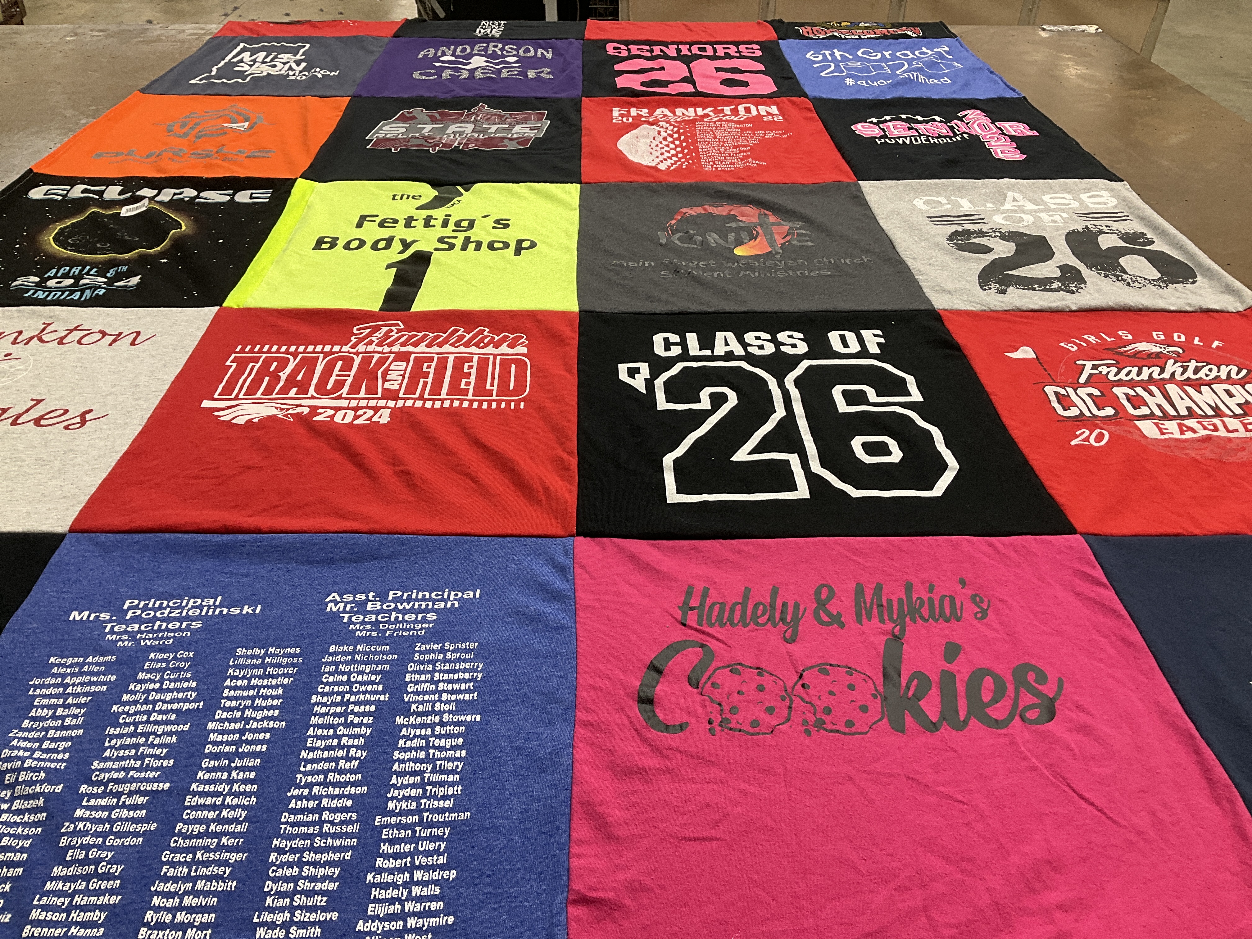 T-shirt quilt featuring frankton track and field, frankton girls golf by Loranda from IN