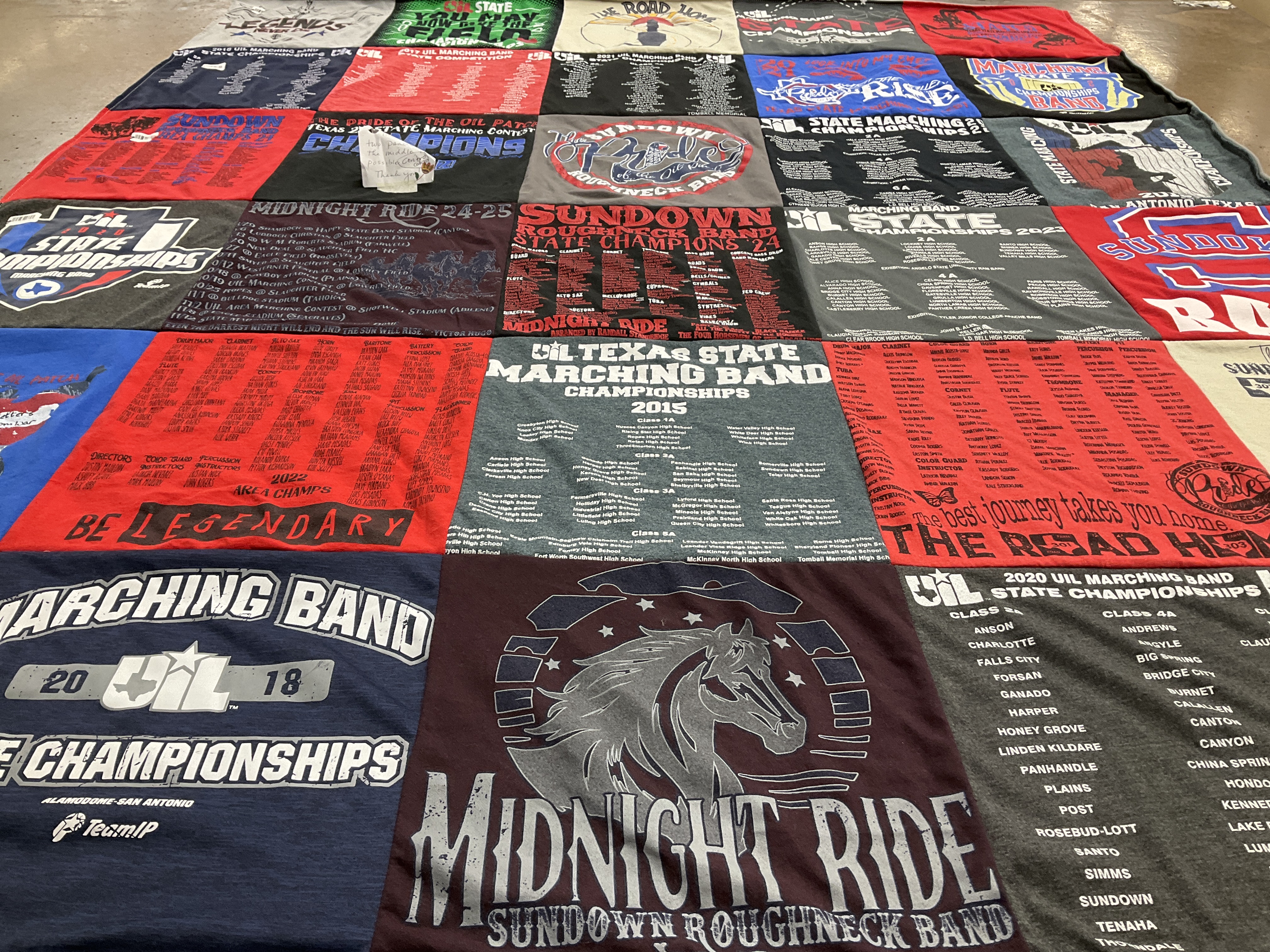 T-shirt quilt from sundown high school by Janey from TX
