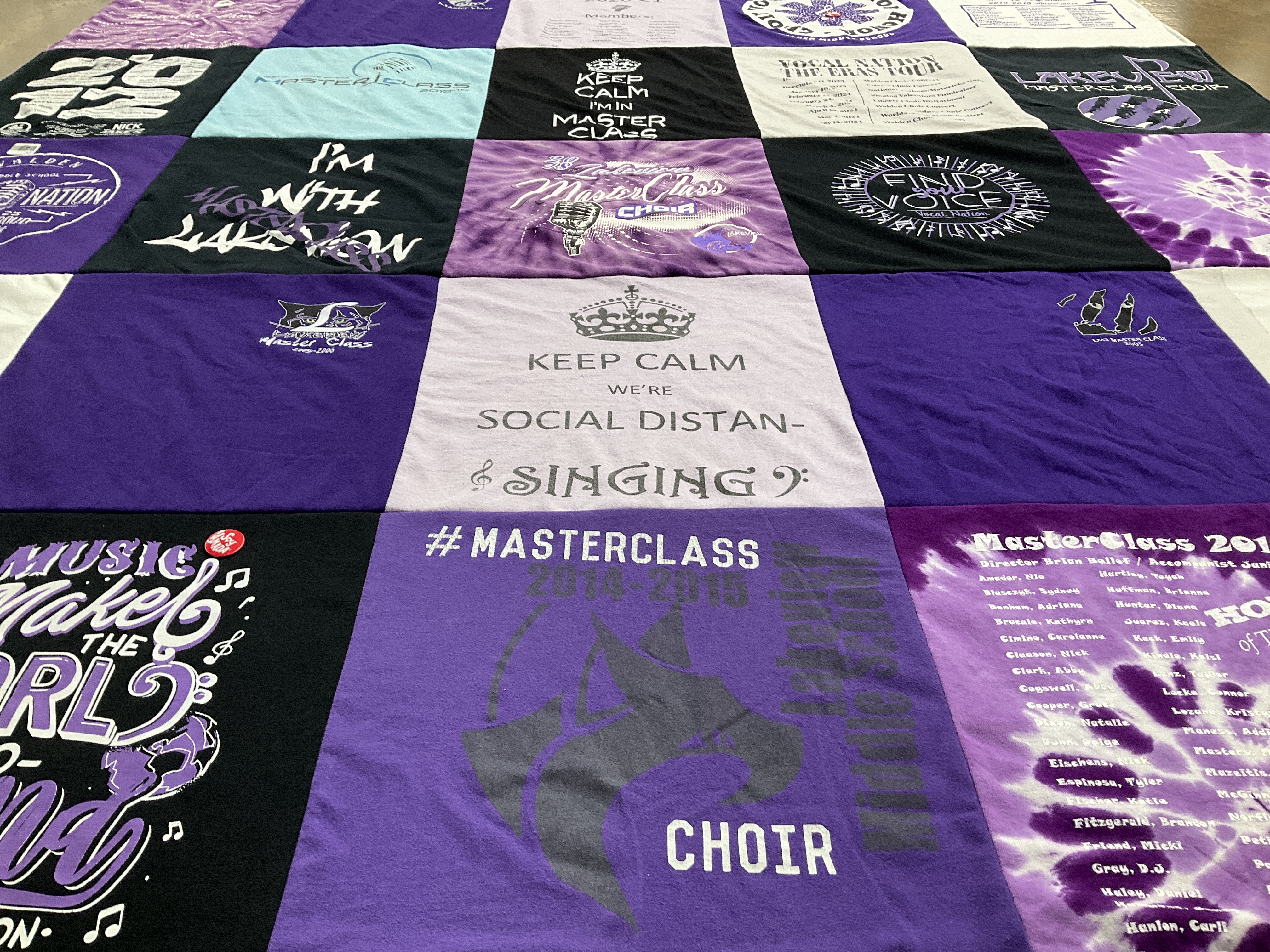 T-shirt quilt with music, singing themes by Brian from MO