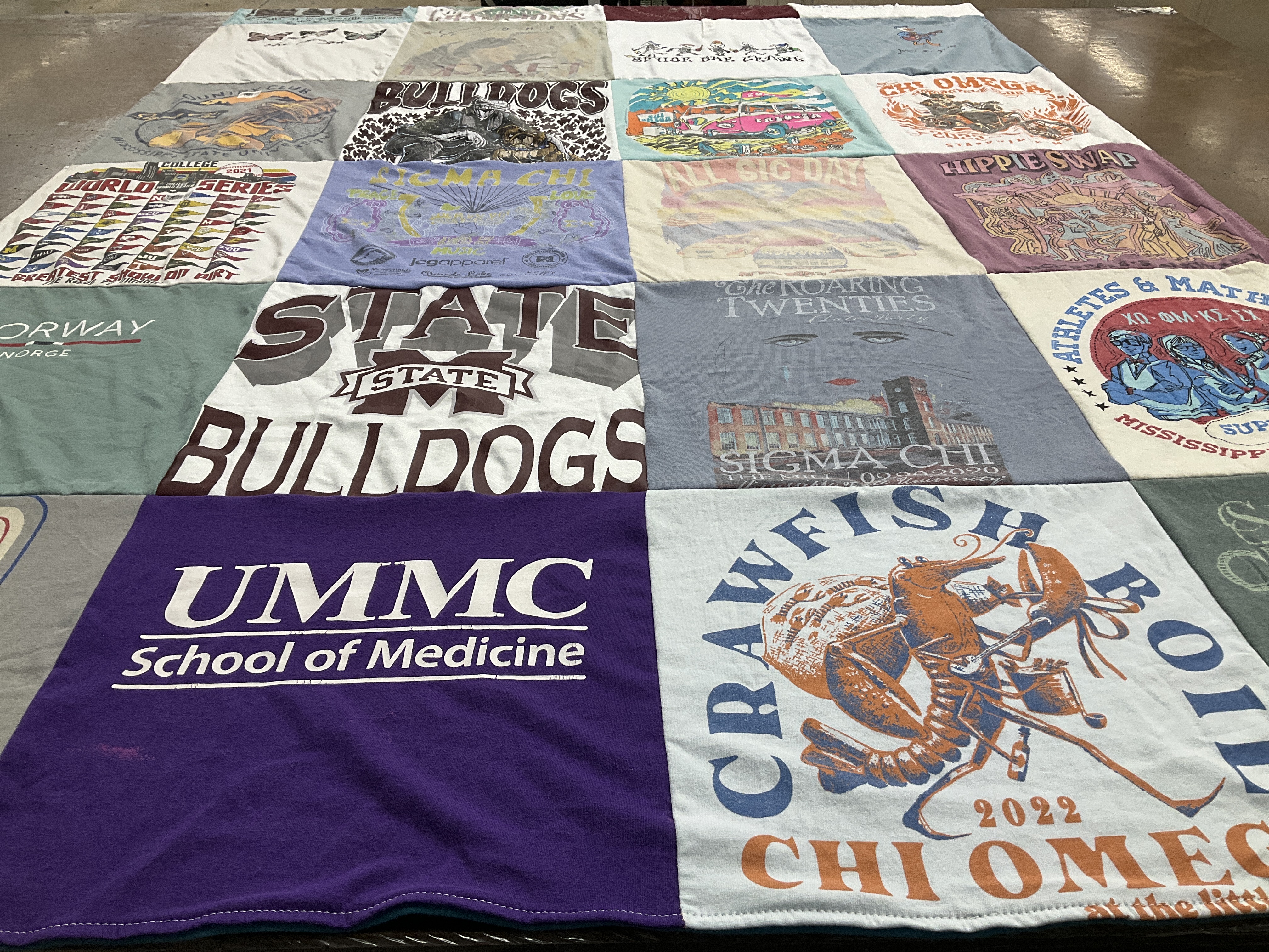 T-shirt quilt featuring mississippi state university bulldogs by Beth from MS