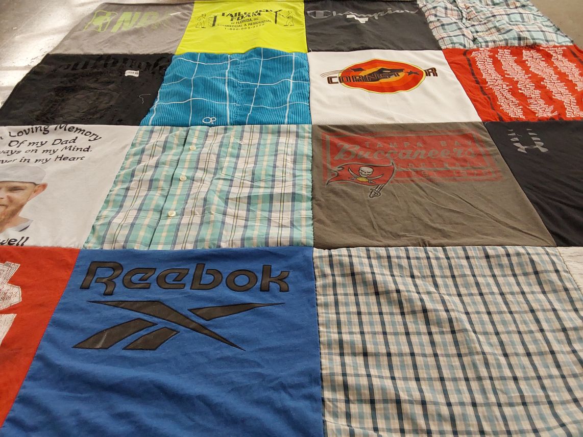 T-shirt quilt featuring tampa bay buccaneers by Jacklyn from FL