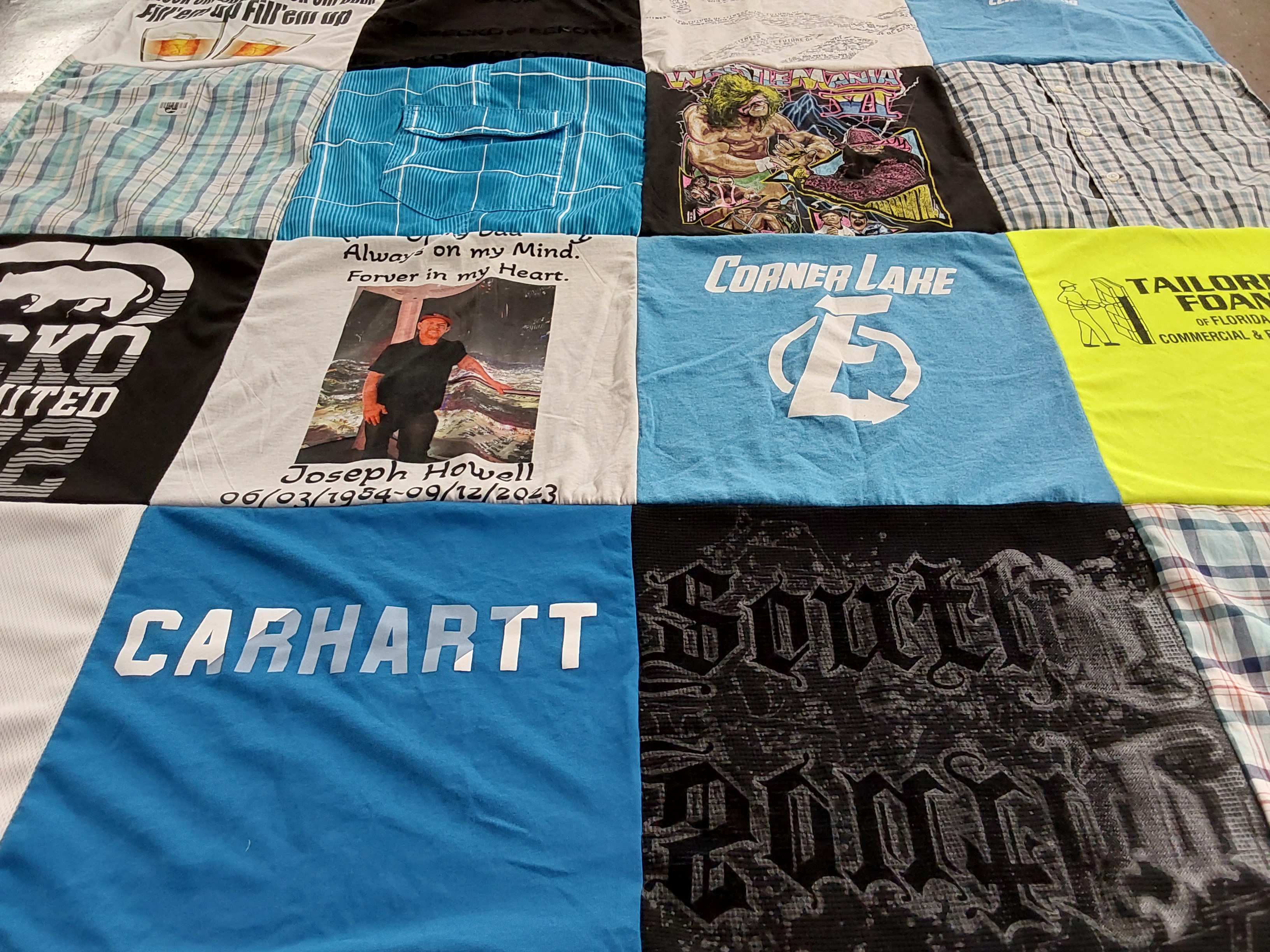 T-shirt quilt with memorial, art themes by Jacklyn from FL