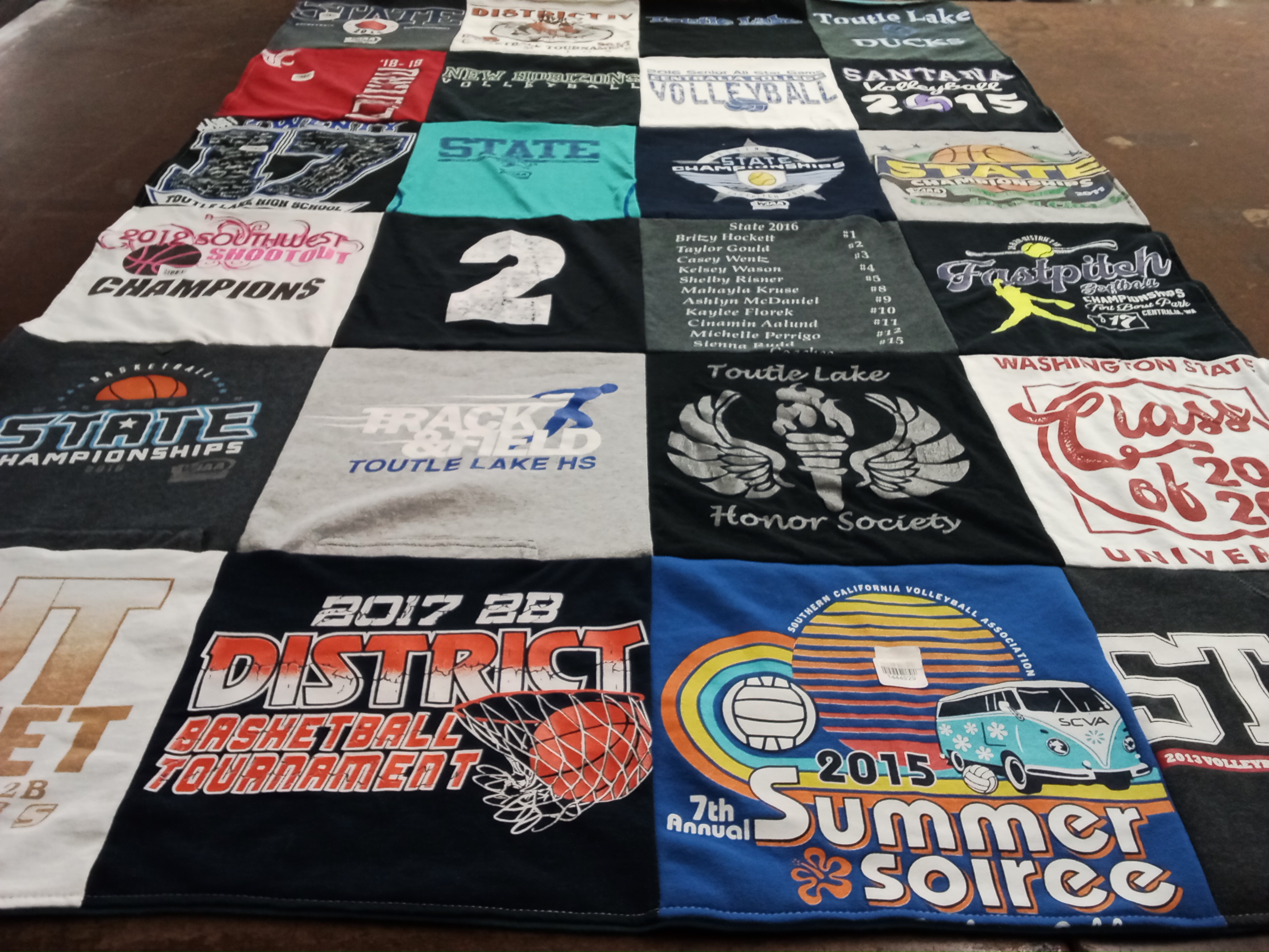 T-shirt quilt from toutle lake high school, washington state university by Kelsey from HI