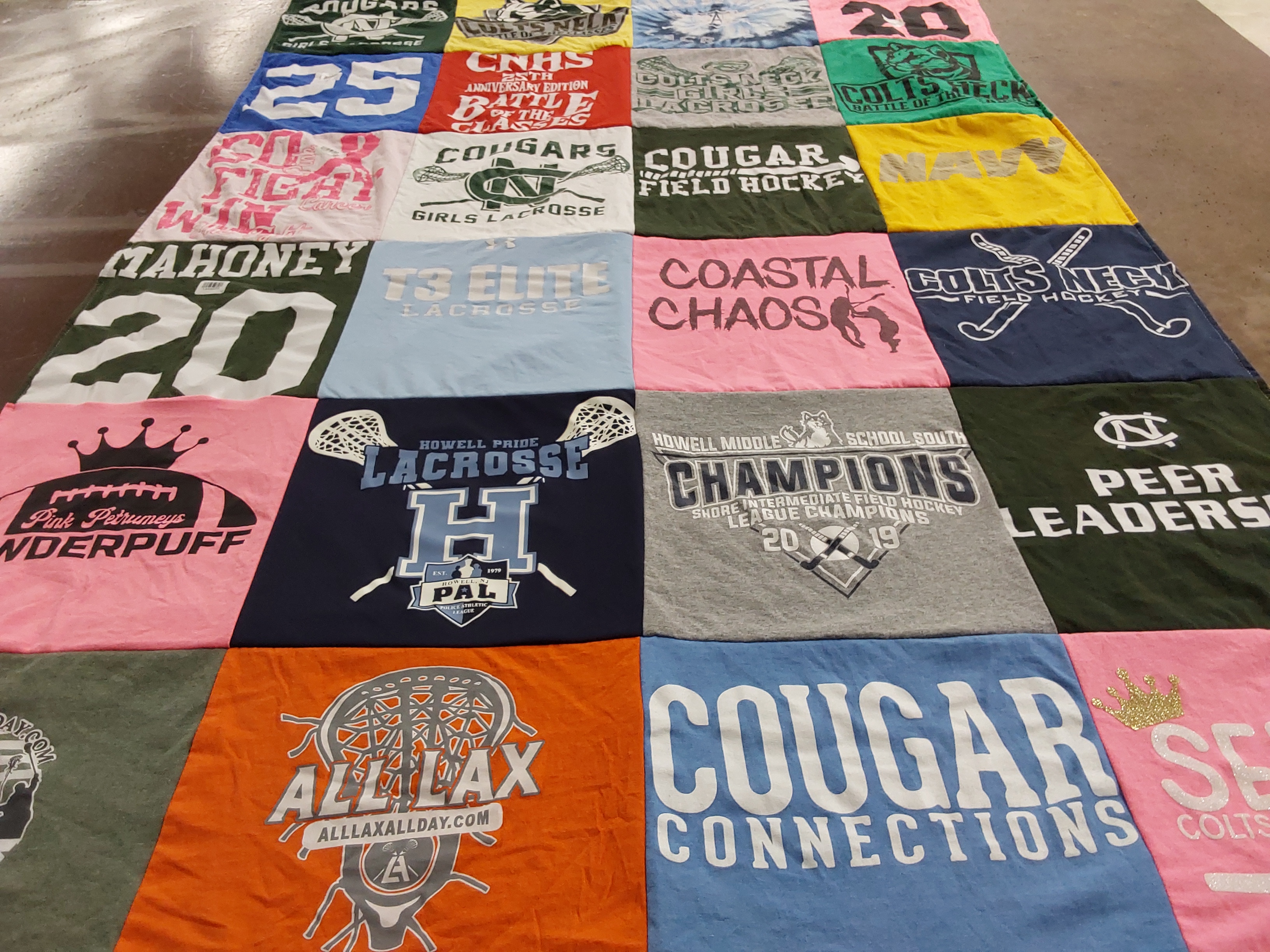 T-shirt quilt featuring colts neck high school, howell high school by Christina from NJ