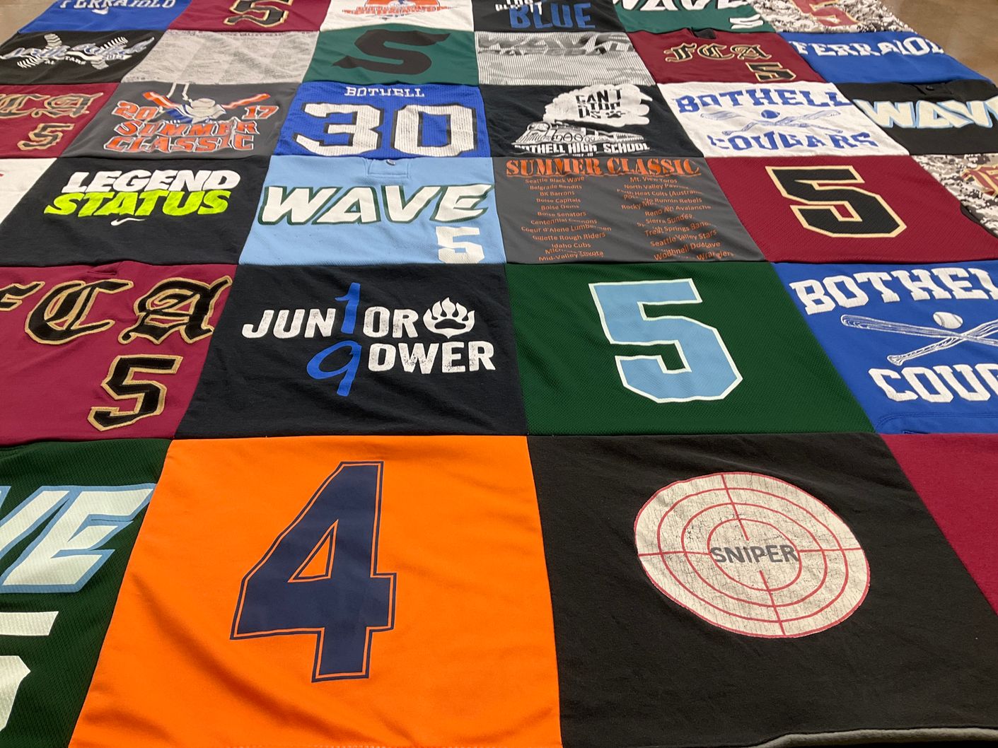 T-shirt quilt featuring bothell cougars by Laura from WA