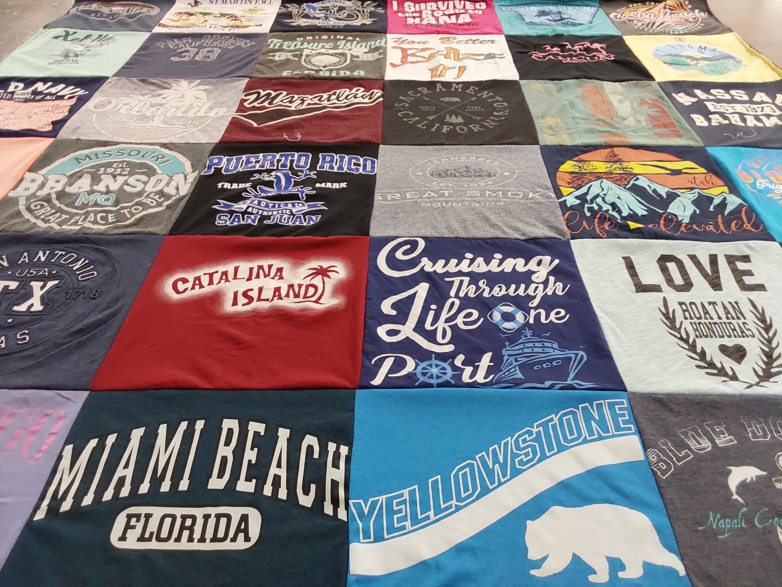 T-shirt quilt with travel, nature themes by Kaitlyn from UT
