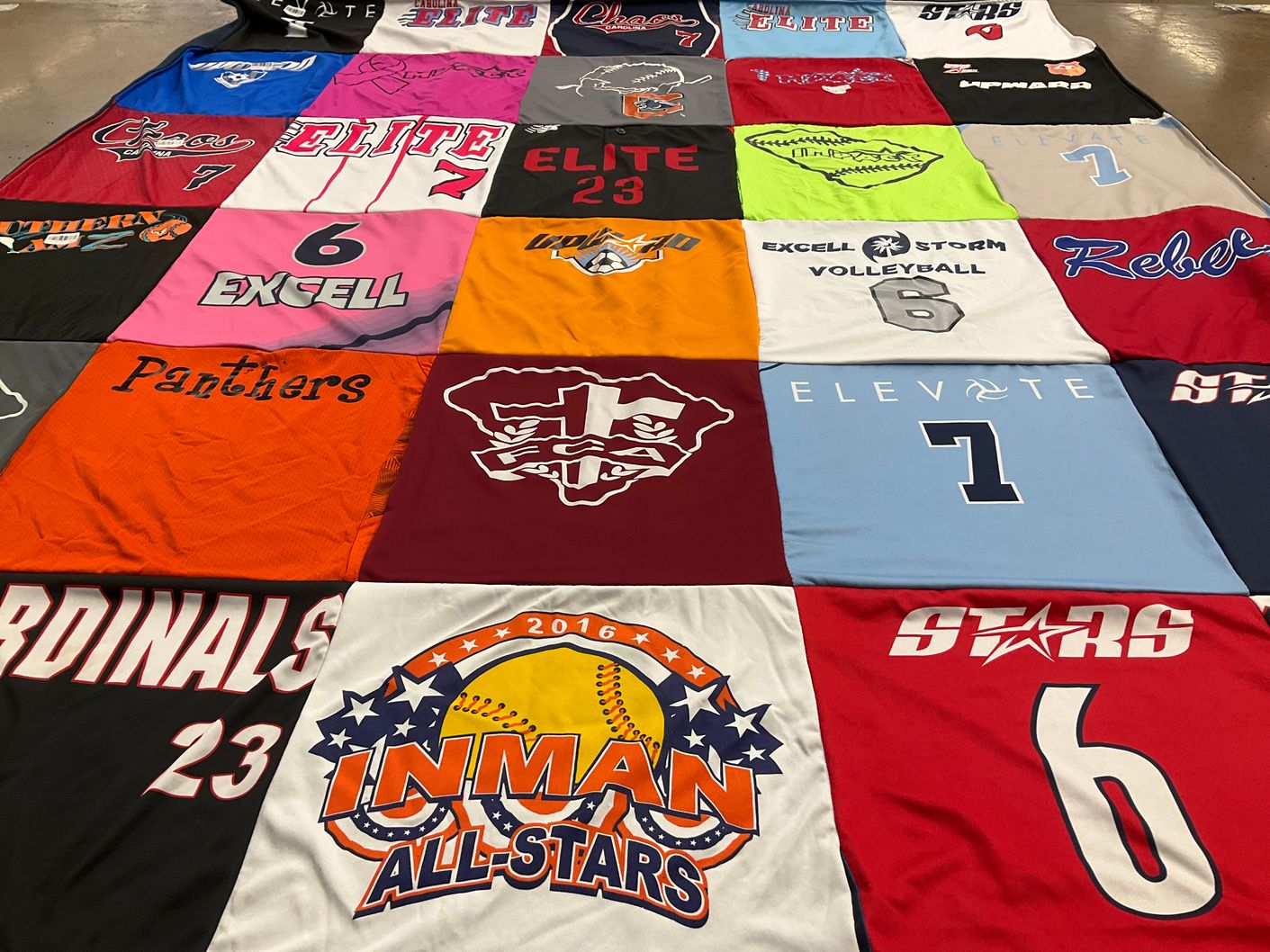 T-shirt quilt featuring stars, cardinals by Kelly from SC