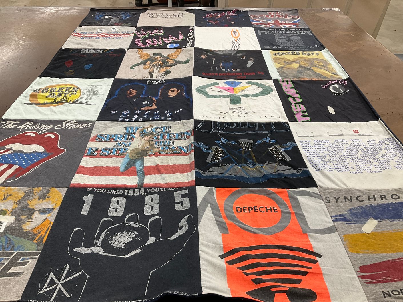 T-shirt quilt with music, concerts themes by Jason from VA