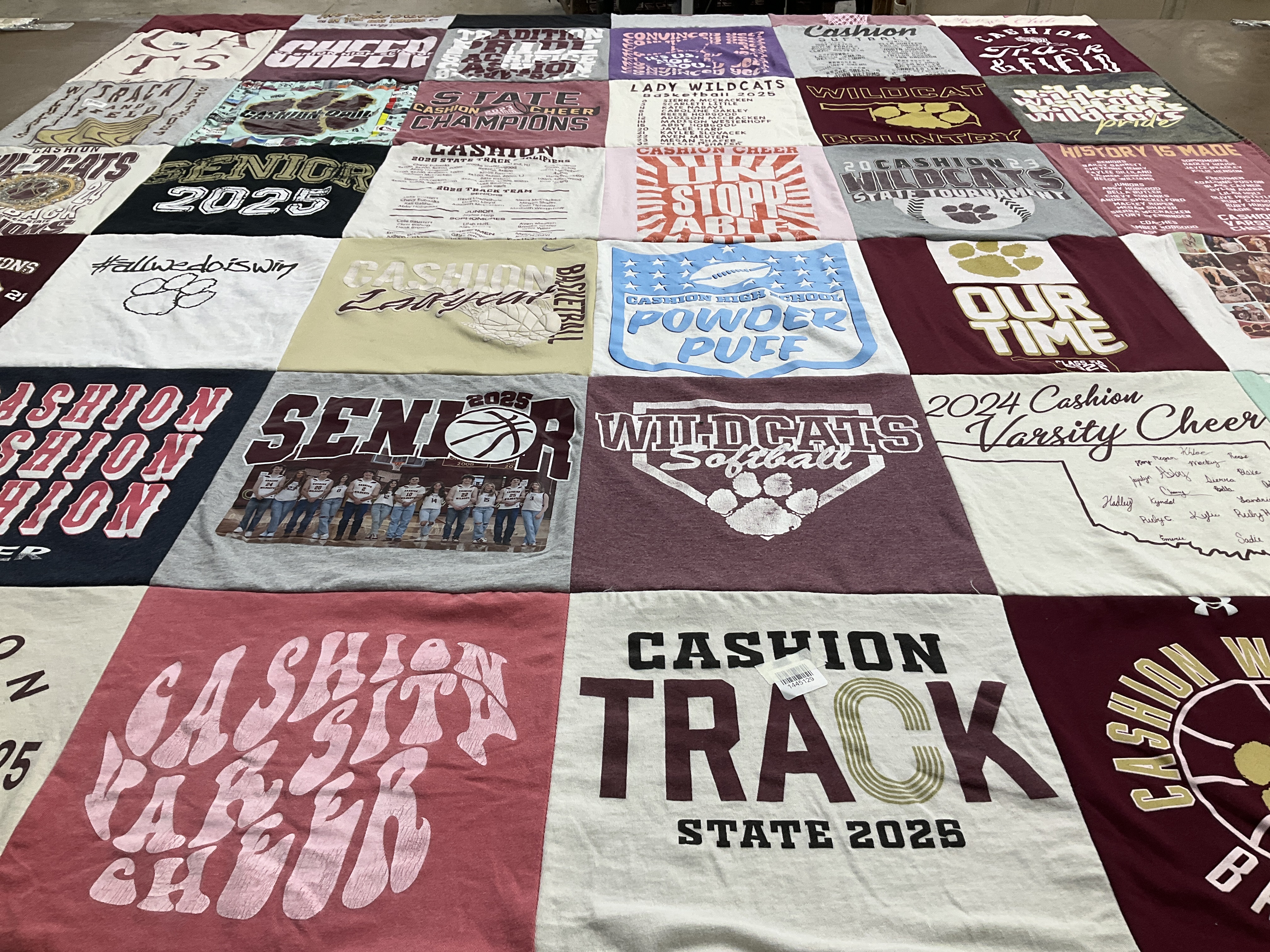 T-shirt quilt featuring cashion wildcats by Amy from OK