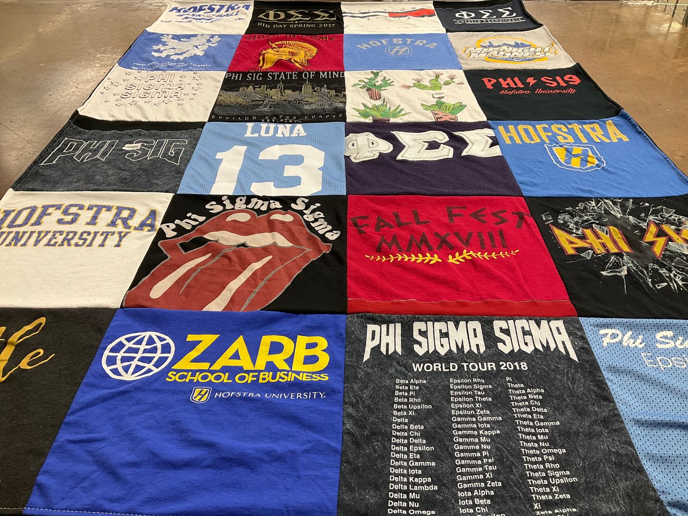 T-shirt quilt from hofstra university by Jordan from NY