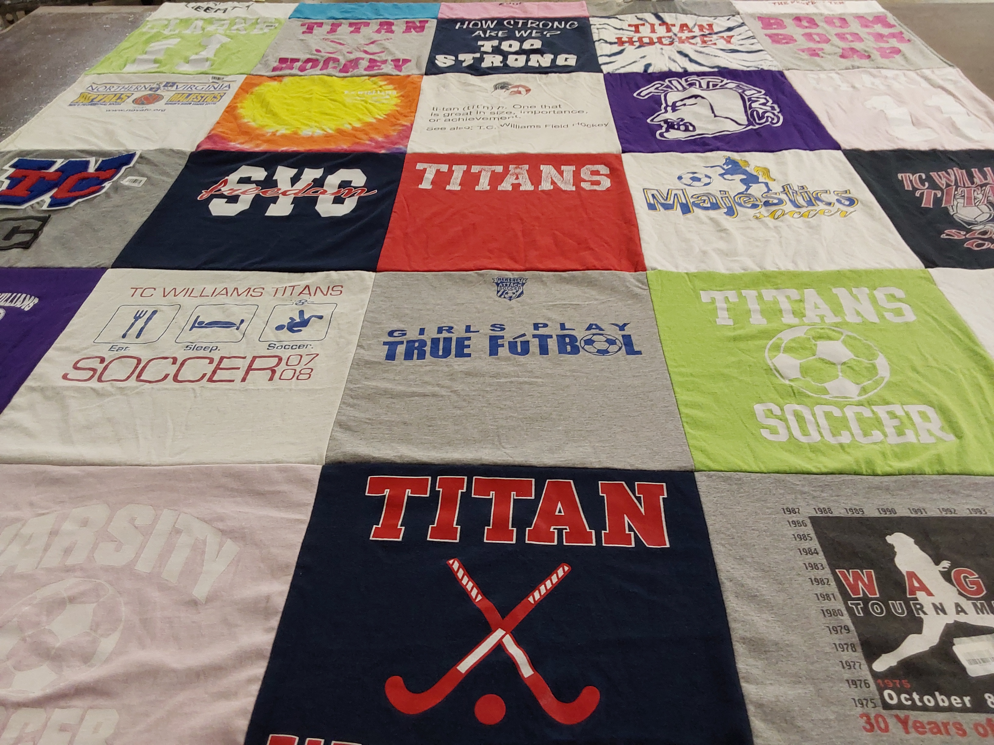 T-shirt quilt featuring tc williams titans soccer, tc williams titans hockey by Kathleen from VA