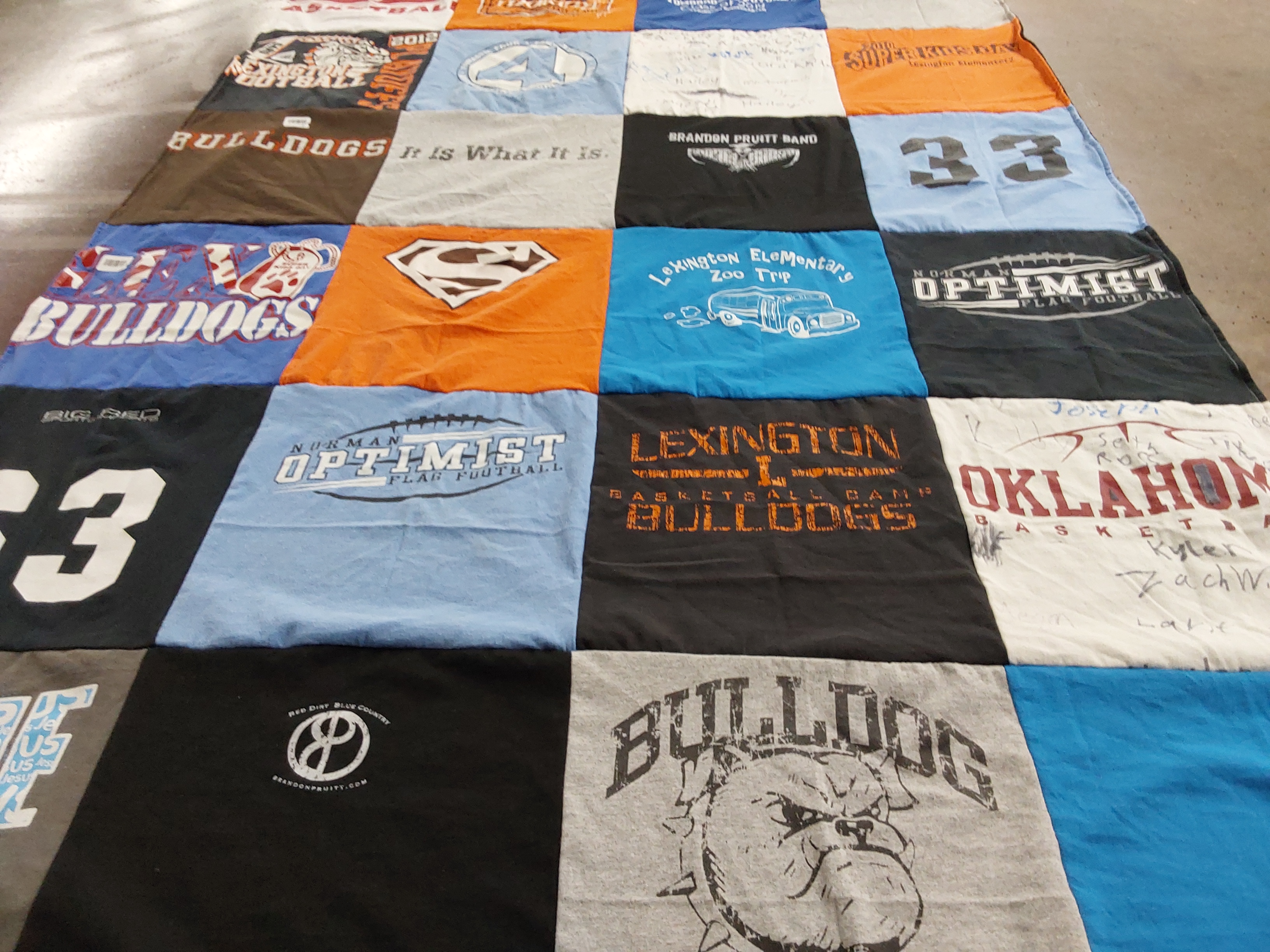 T-shirt quilt featuring lexington university basketball, oklahoma basketball by Misty from OK