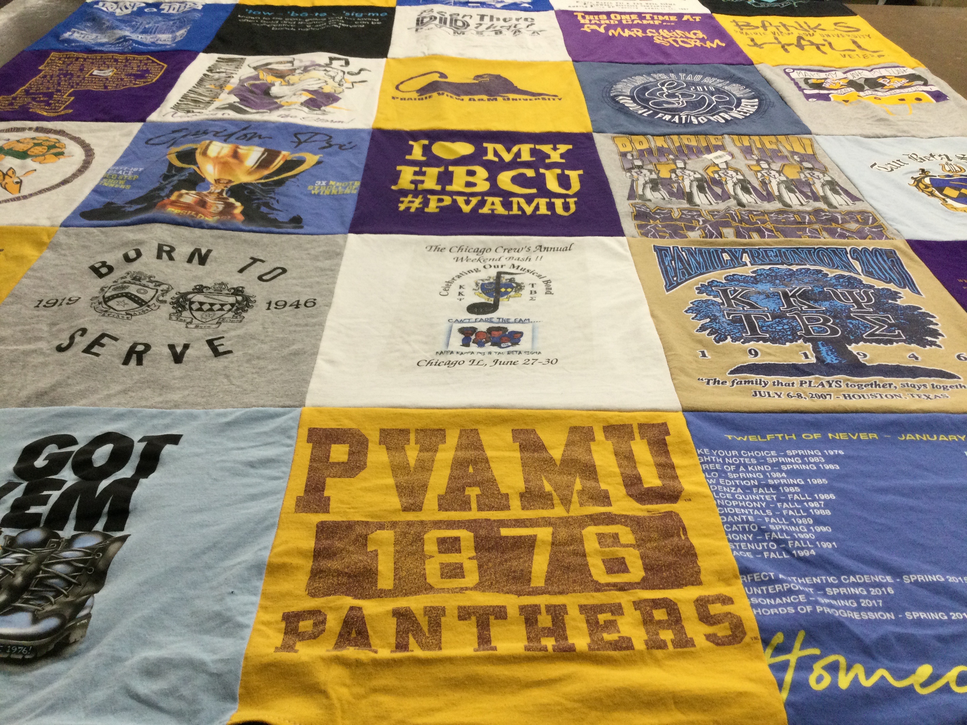 T-shirt quilt featuring prairie view a&m university panthers by Wendy from TX