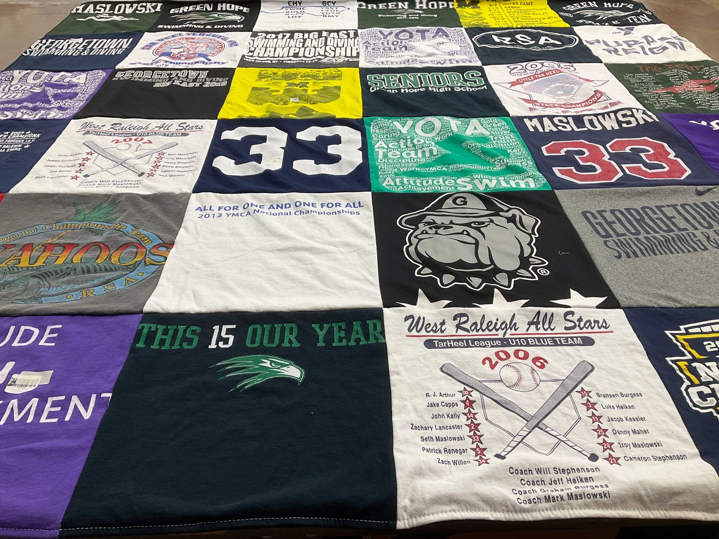 T-shirt quilt featuring west raleigh all stars by Lynn from NE