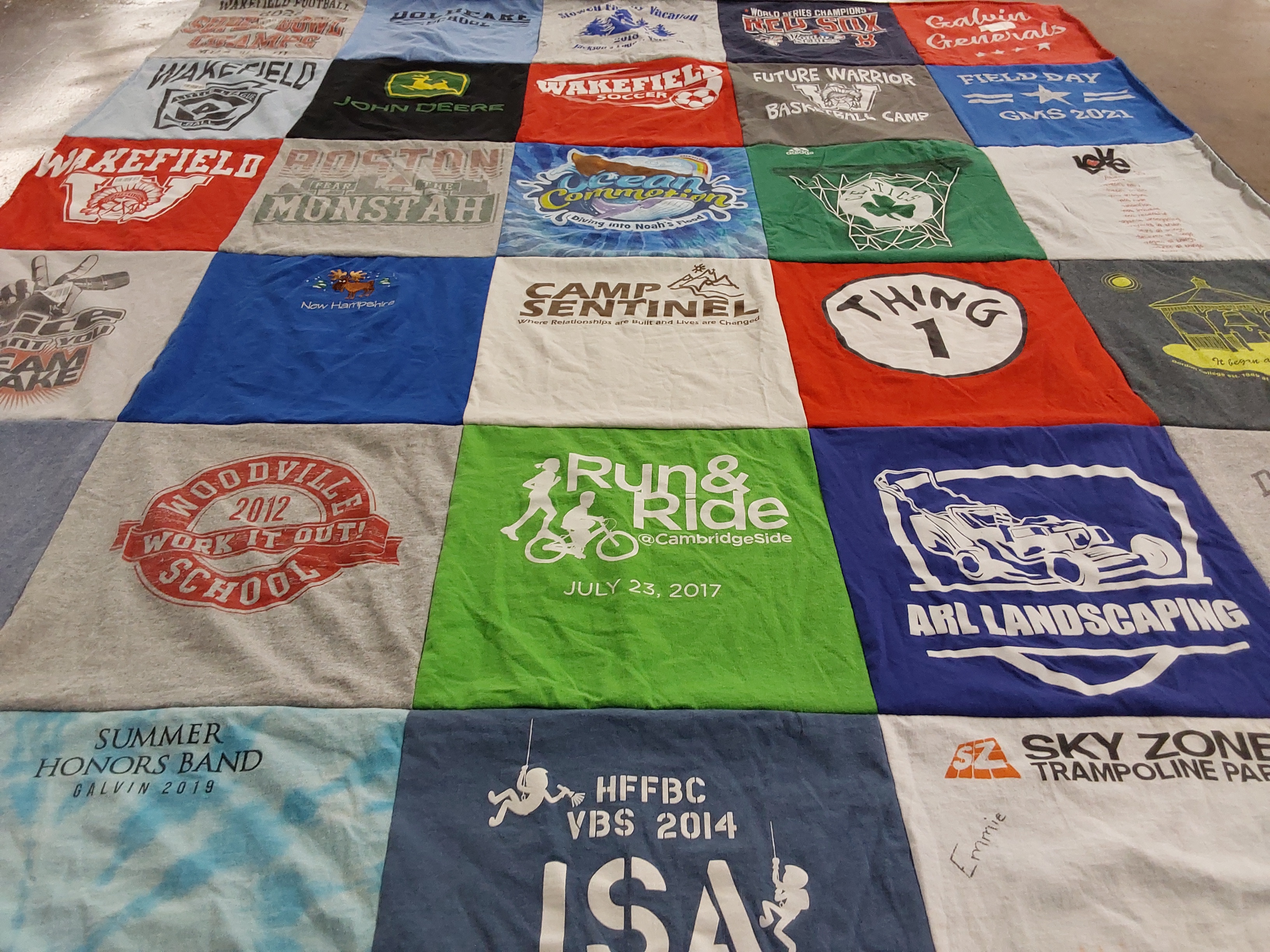 T-shirt quilt featuring wakefield basketball team, future warrior basketball camp by Melissa from MA
