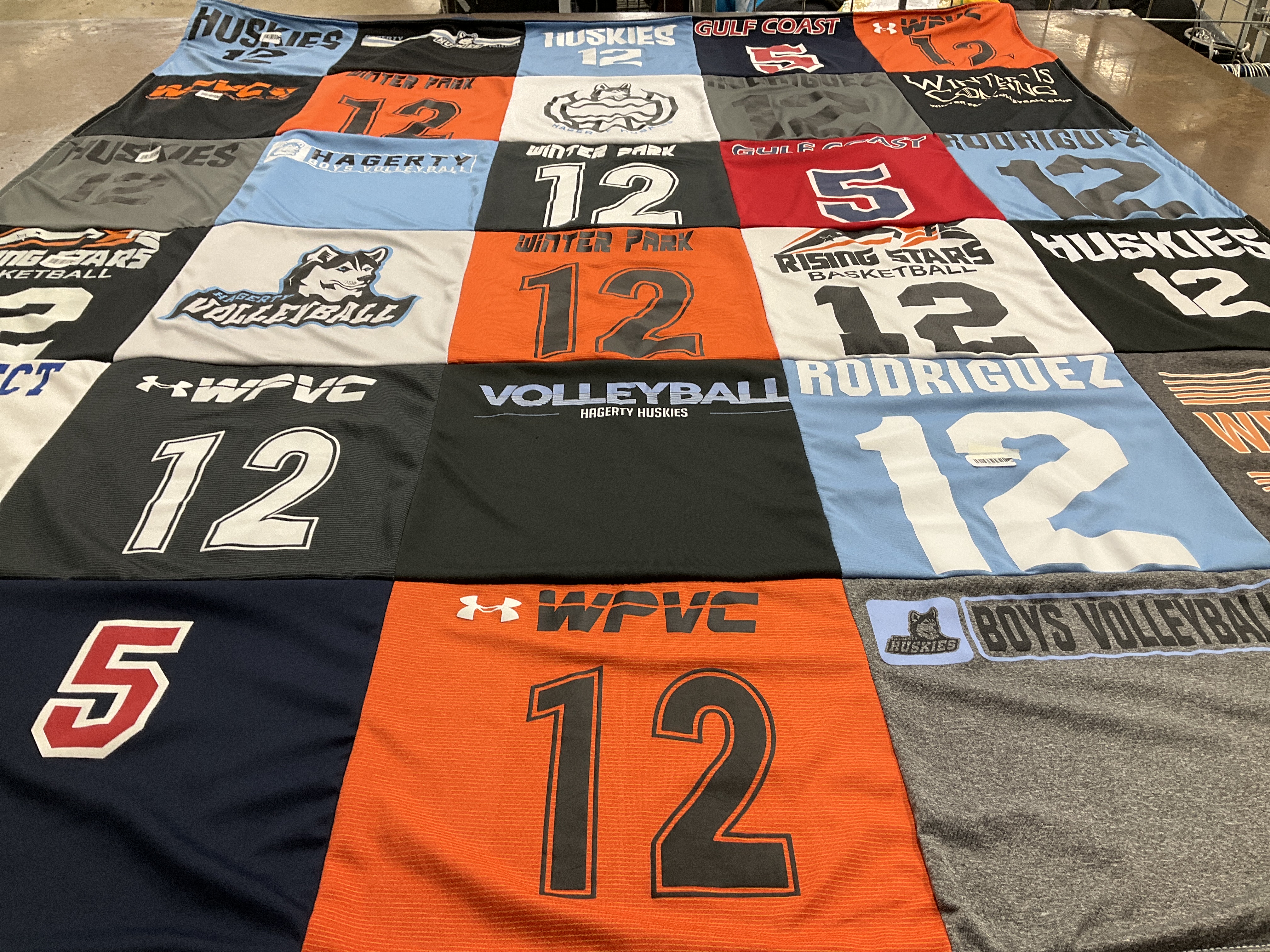 T-shirt quilt featuring huskies boys volleyball, huskies basketball by Melissa from FL