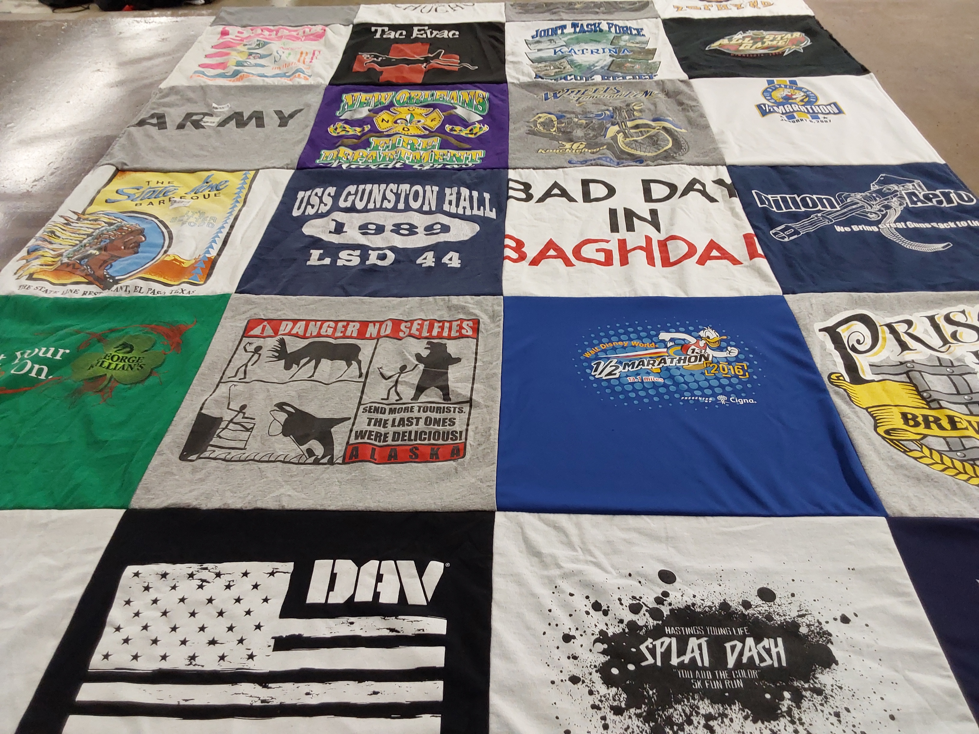 T-shirt quilt with military, running themes by Tammy from MN