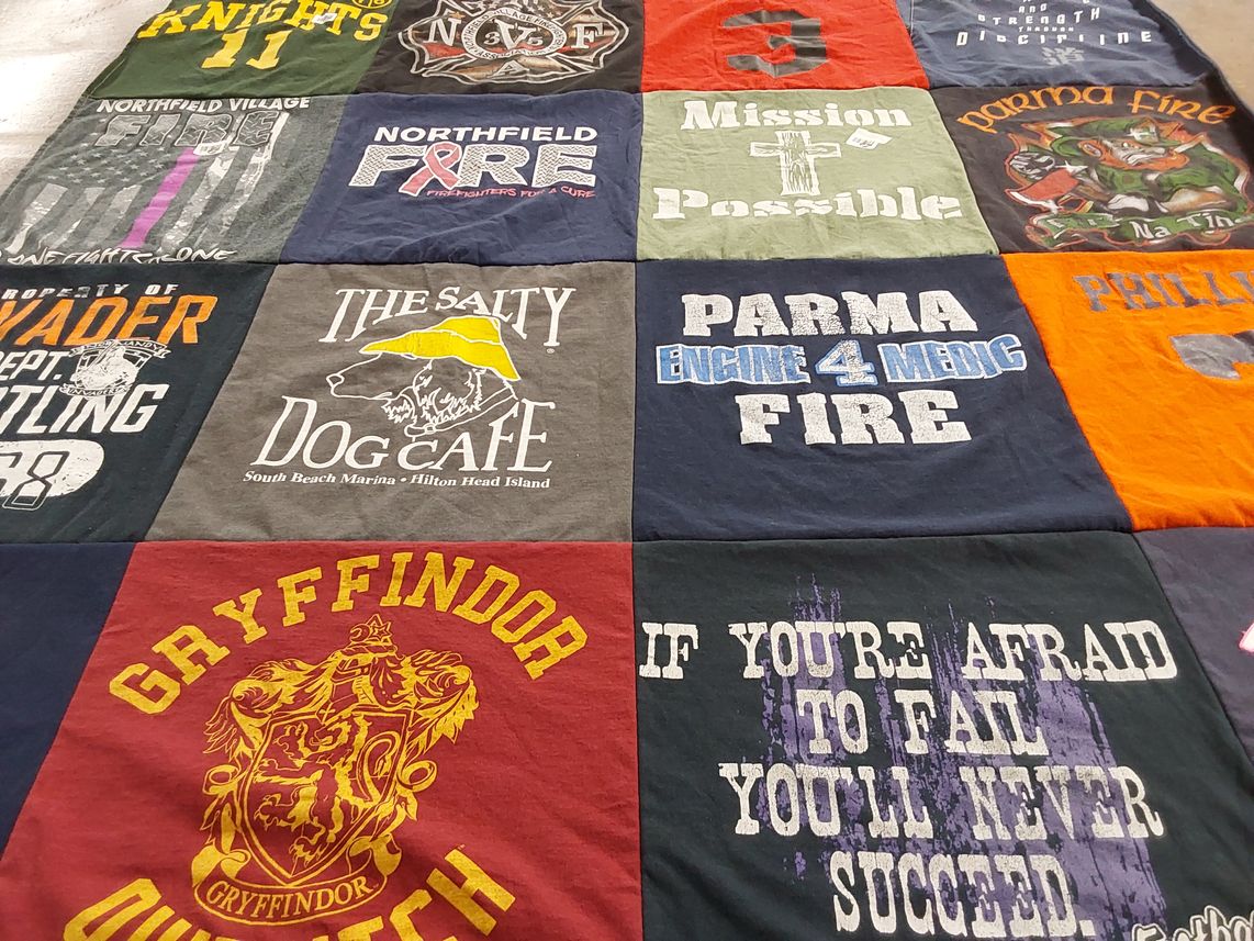 T-shirt quilt from quinnipiac university by Marguerite from OH