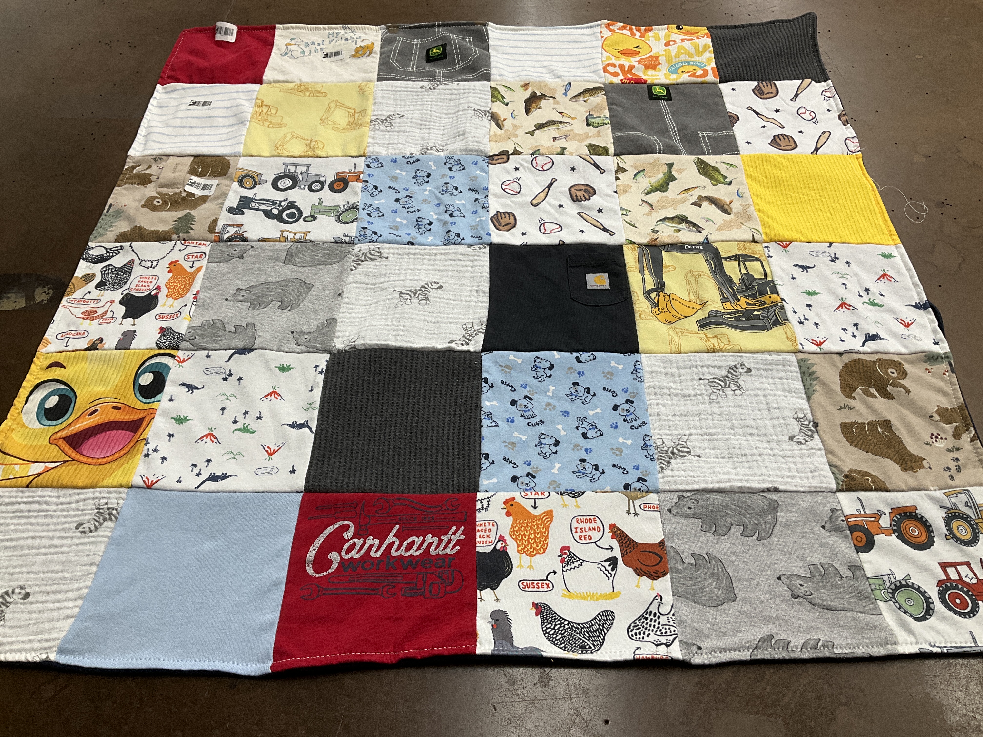 T-shirt quilt with farming, wildlife themes by Kirsten from KY