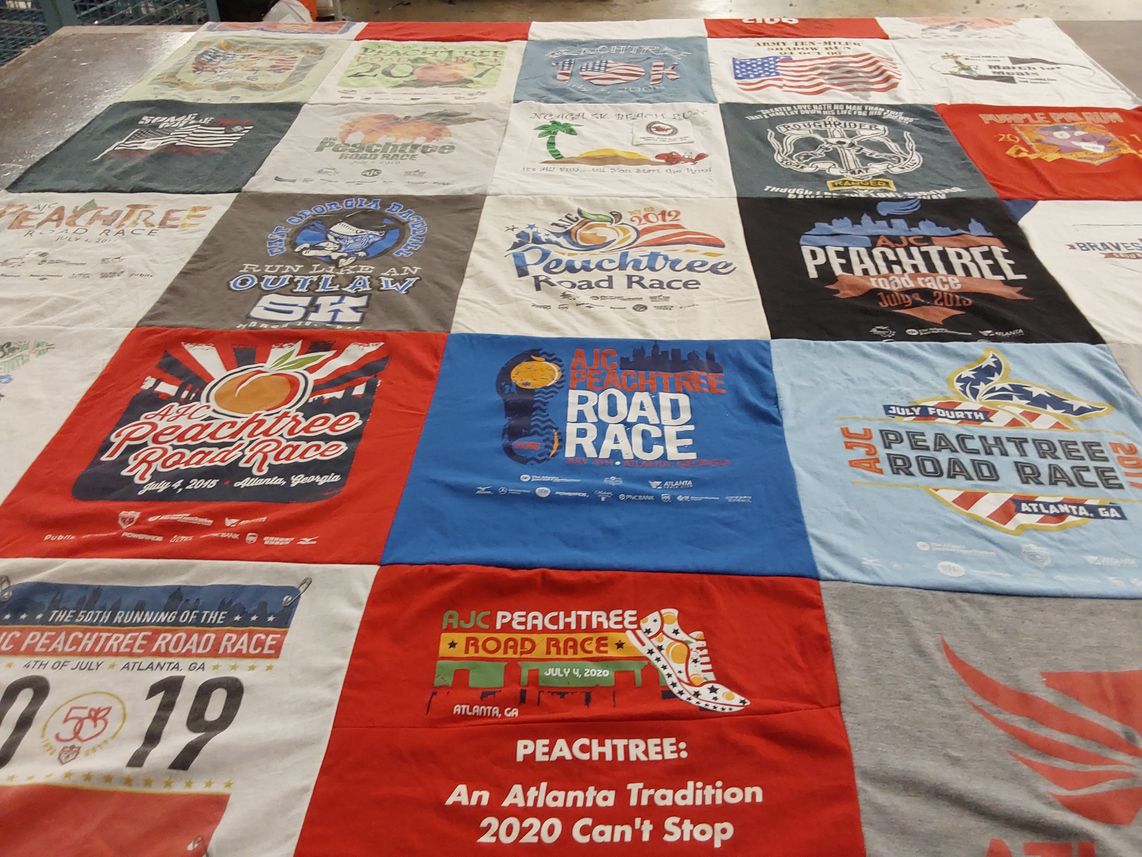 T-shirt quilt with running, races themes by Francisca from GA