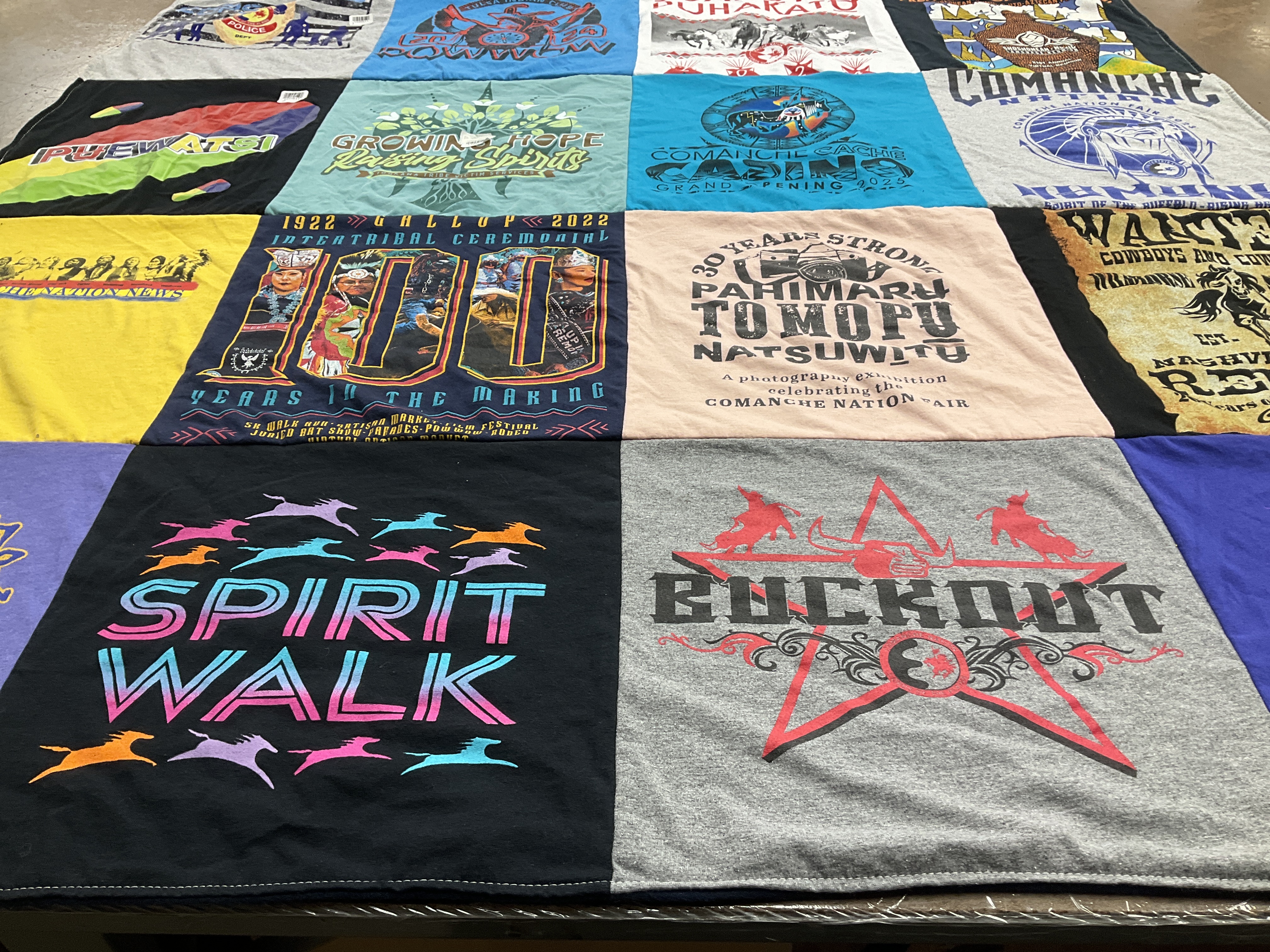 T-shirt quilt with native american culture, spirituality themes by jolene from OK