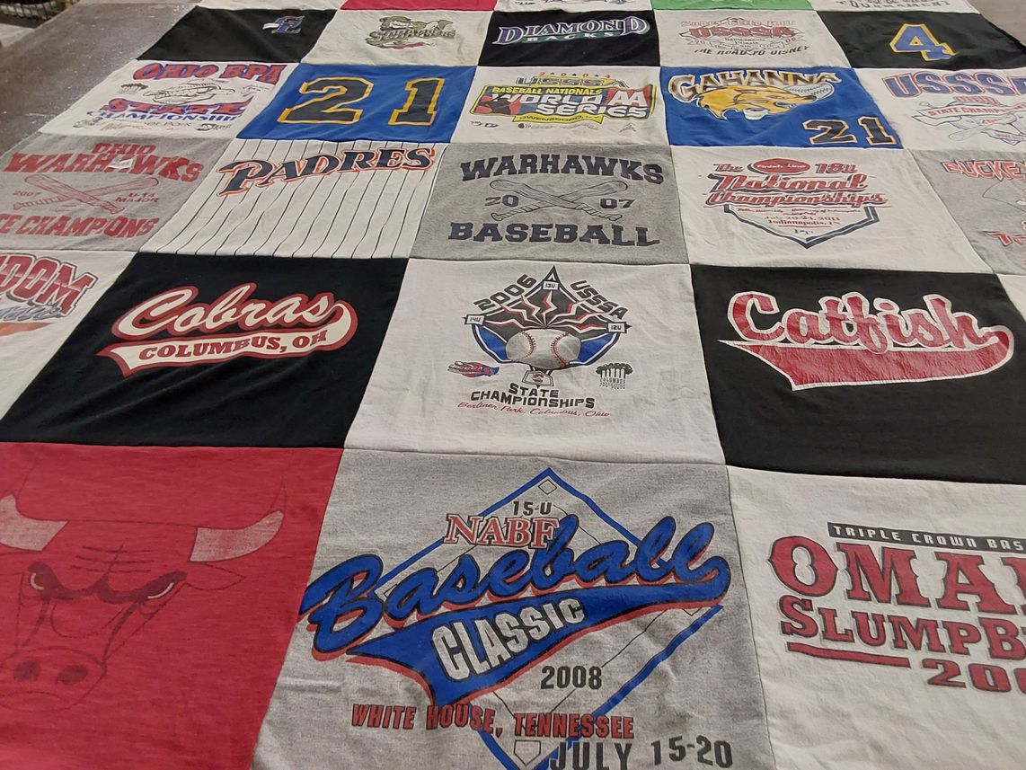 T-shirt quilt with baseball themes by James from OH