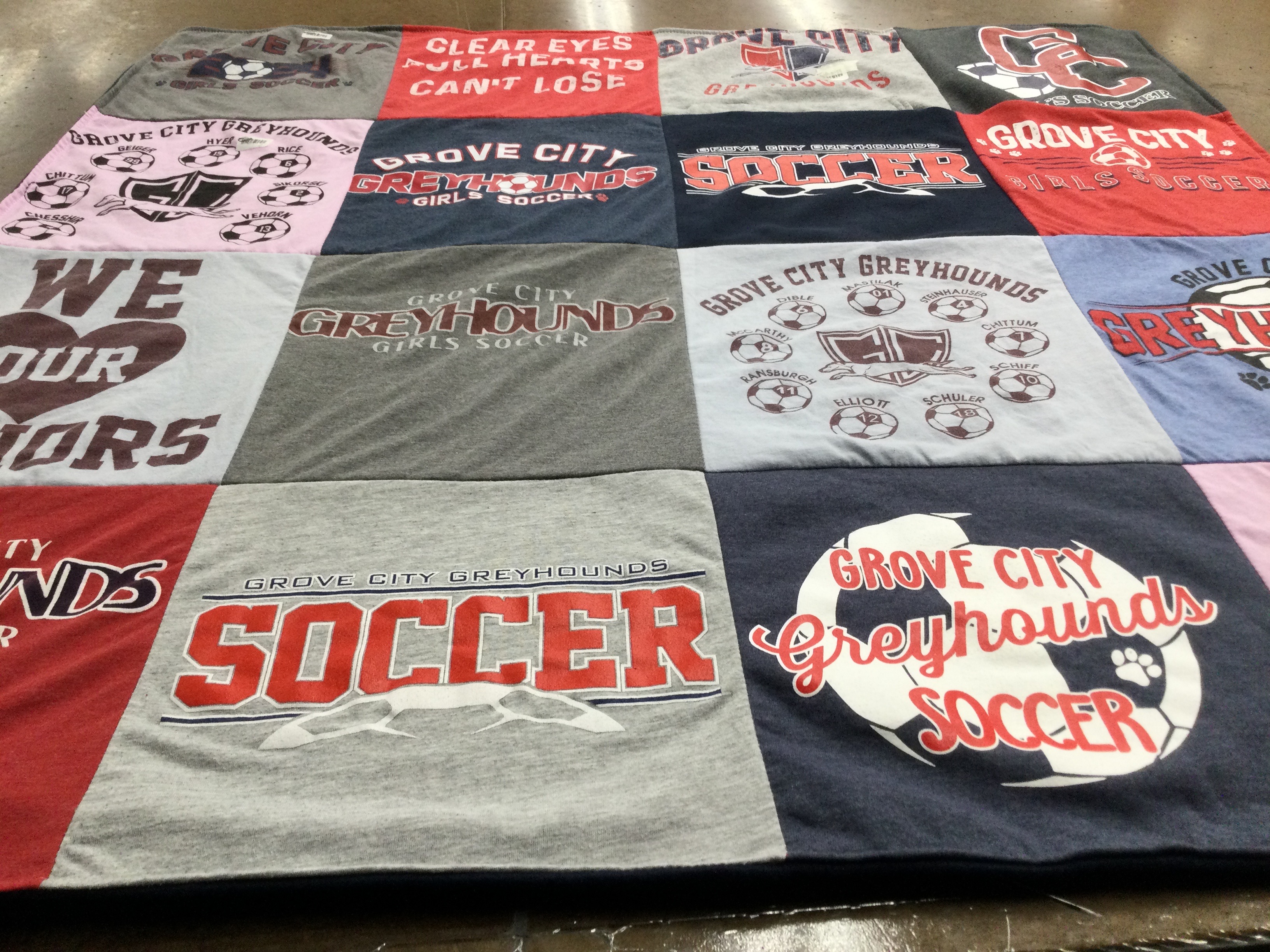 T-shirt quilt featuring grove city greyhounds by Kristen from OH