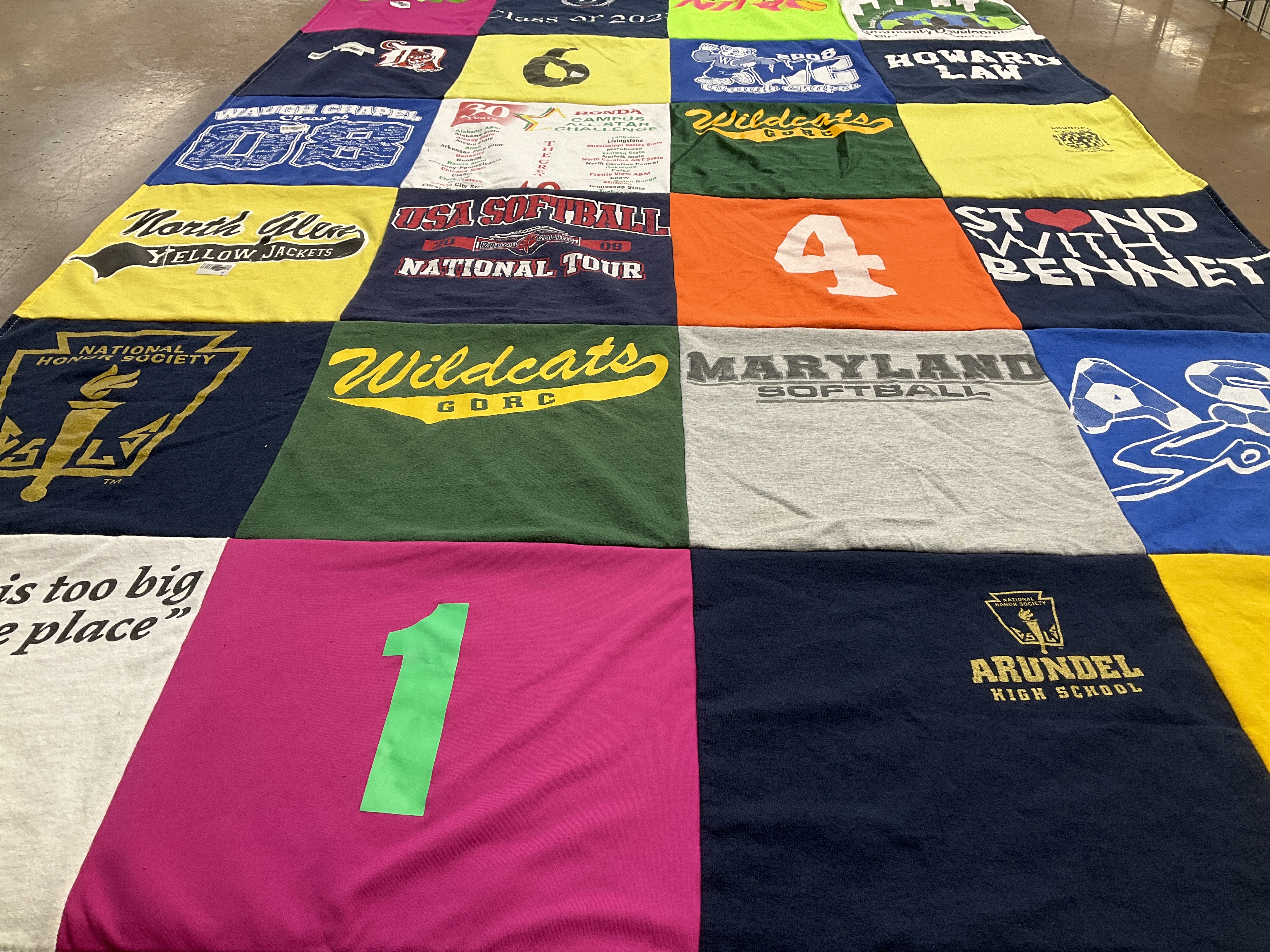 T-shirt quilt featuring wildcats, usa softball by Lynette from DC