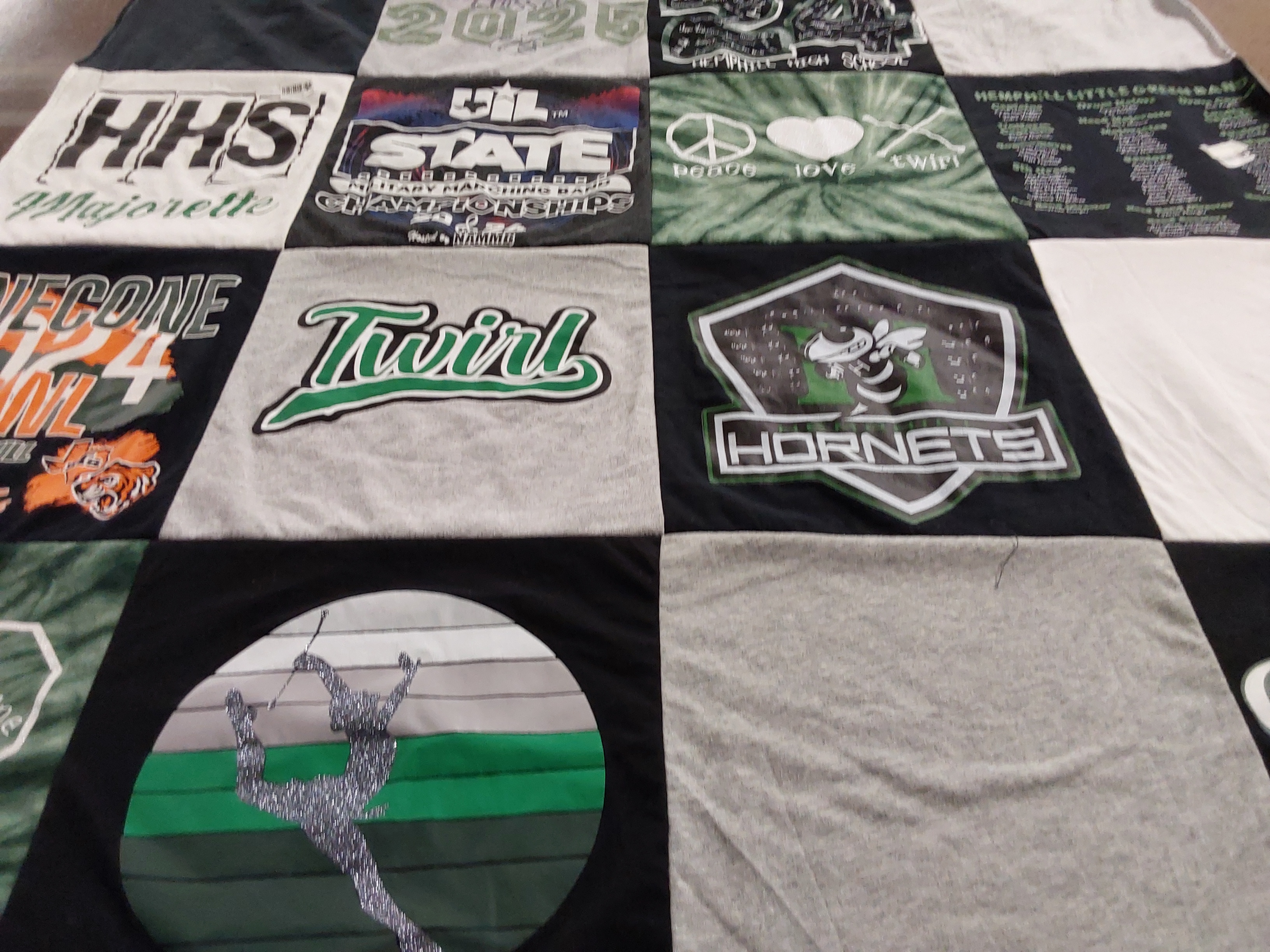T-shirt quilt featuring hornets by AMERICAN from TX