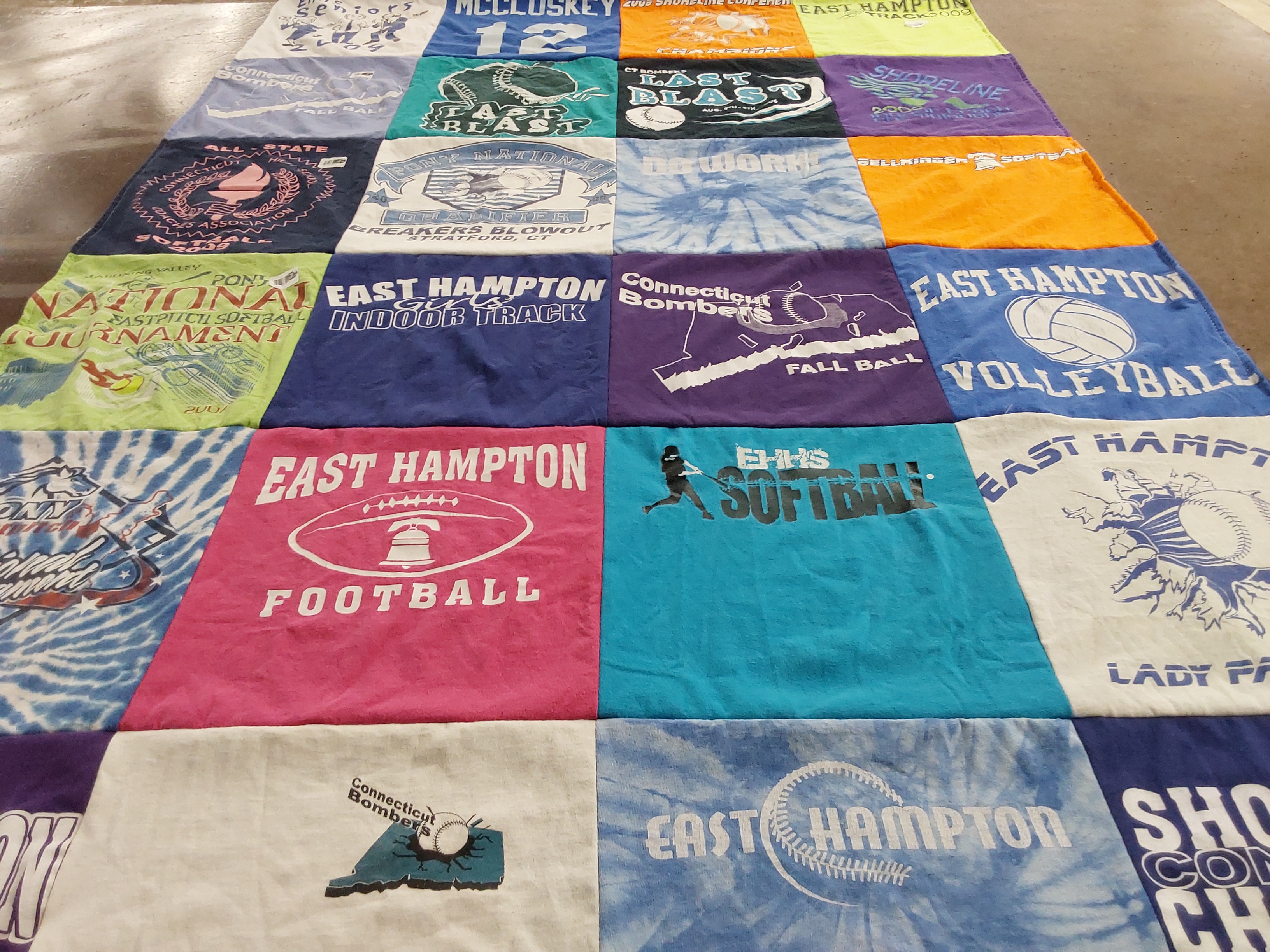 T-shirt quilt featuring east hampton football, east hampton volleyball by Katherine G. from MA