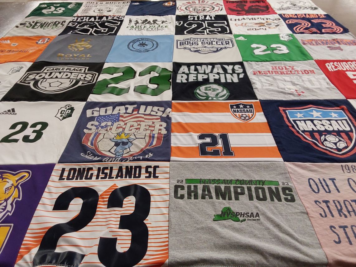 T-shirt quilt featuring nassau county champions, long island sc by Michele from NY