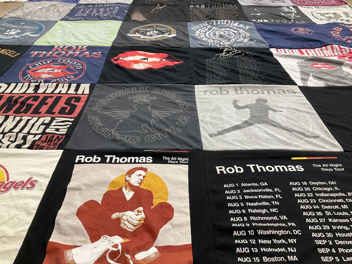 T-shirt quilt with music, concerts themes by Jamie from FL