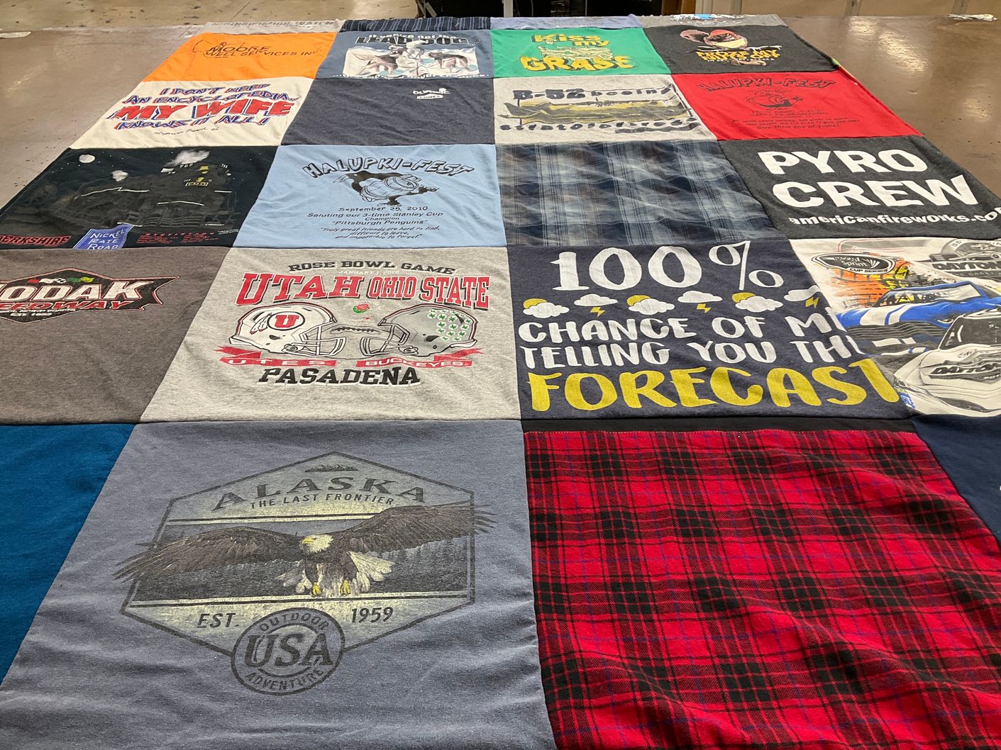 T-shirt quilt featuring ohio state university by Betsy from OH