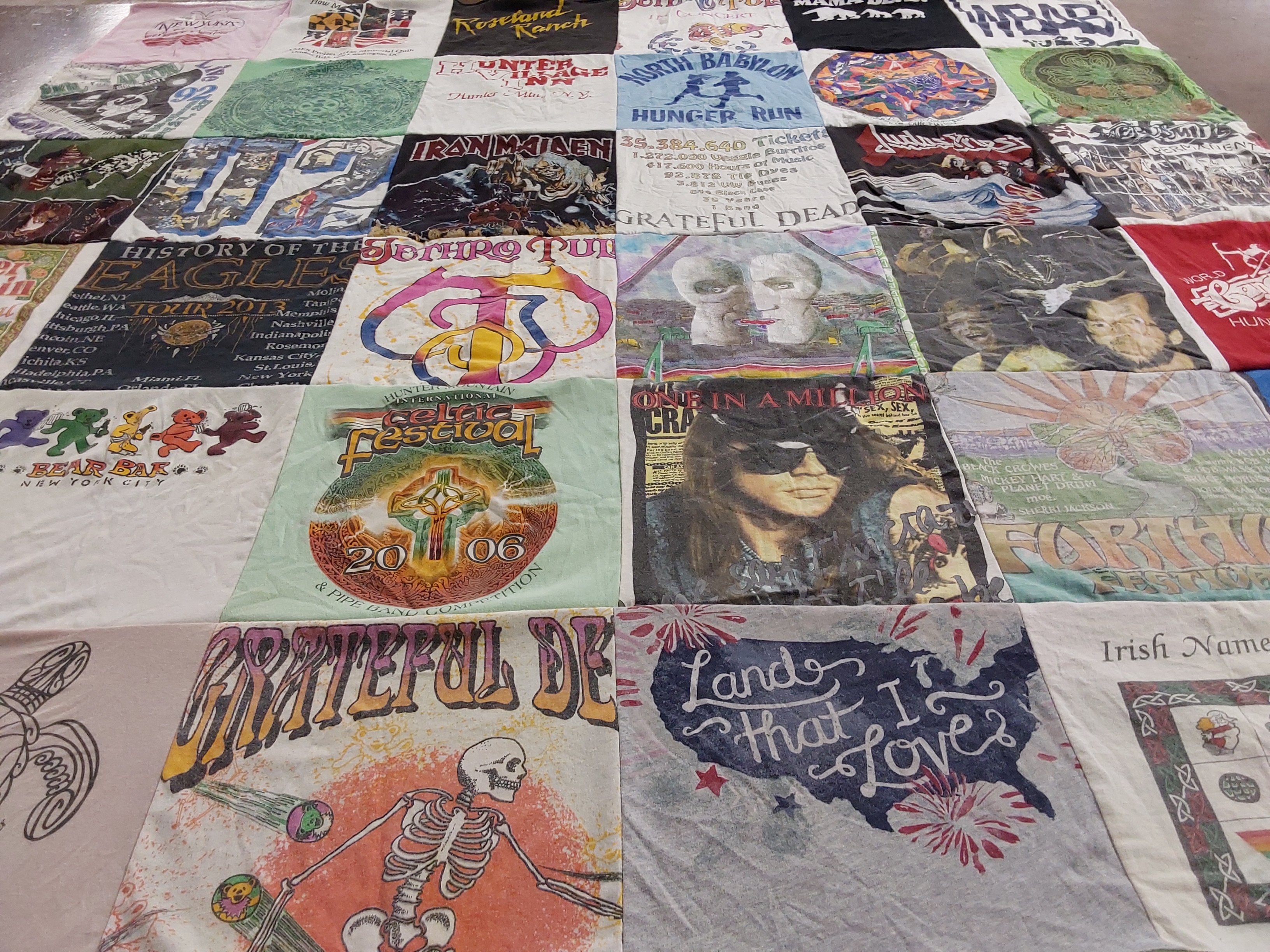 T-shirt quilt with music, festivals themes by Shannon from NY