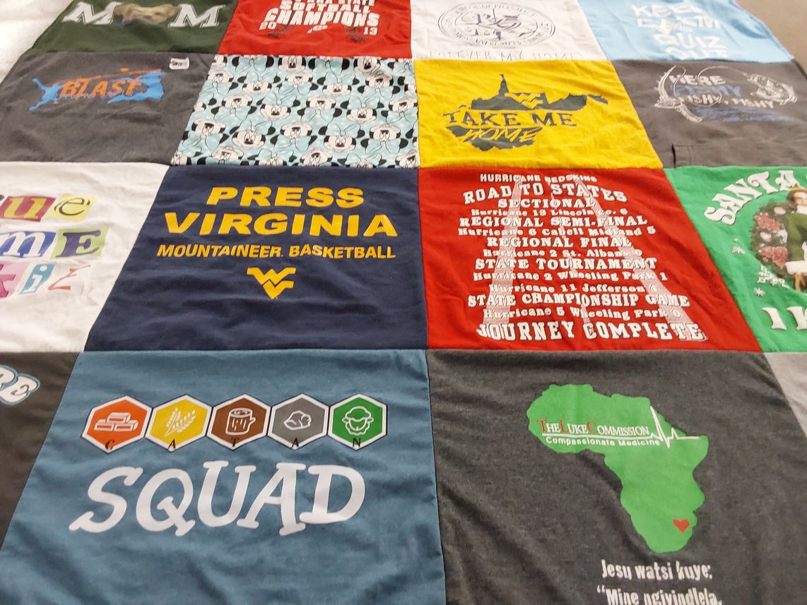 T-shirt quilt featuring west virginia university mountaineers by Kelly from WV