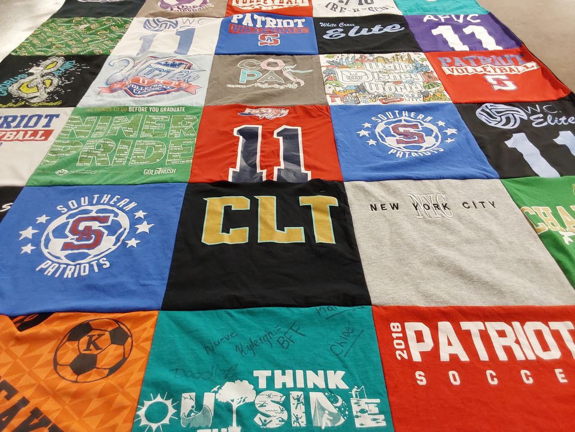 T-shirt quilt from southern college by Rachel from NC