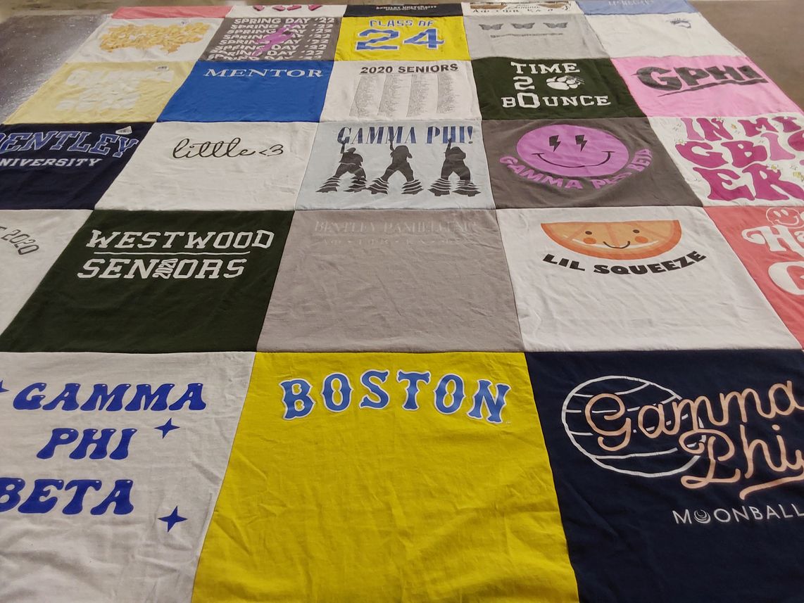 T-shirt quilt from bentley university by Grace from MA