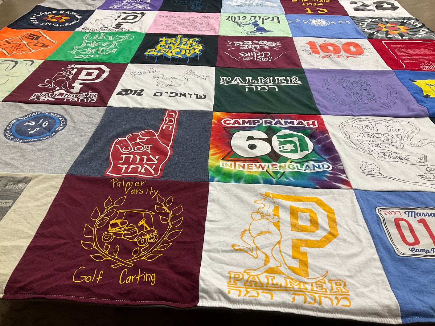 T-shirt quilt featuring palmer varsity team by Leslie Bazer from MA