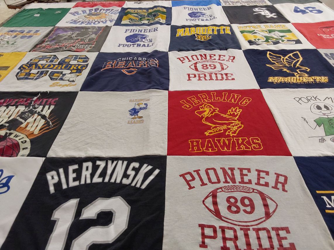 T-shirt quilt featuring chicago bears, south high school by Amy from IL