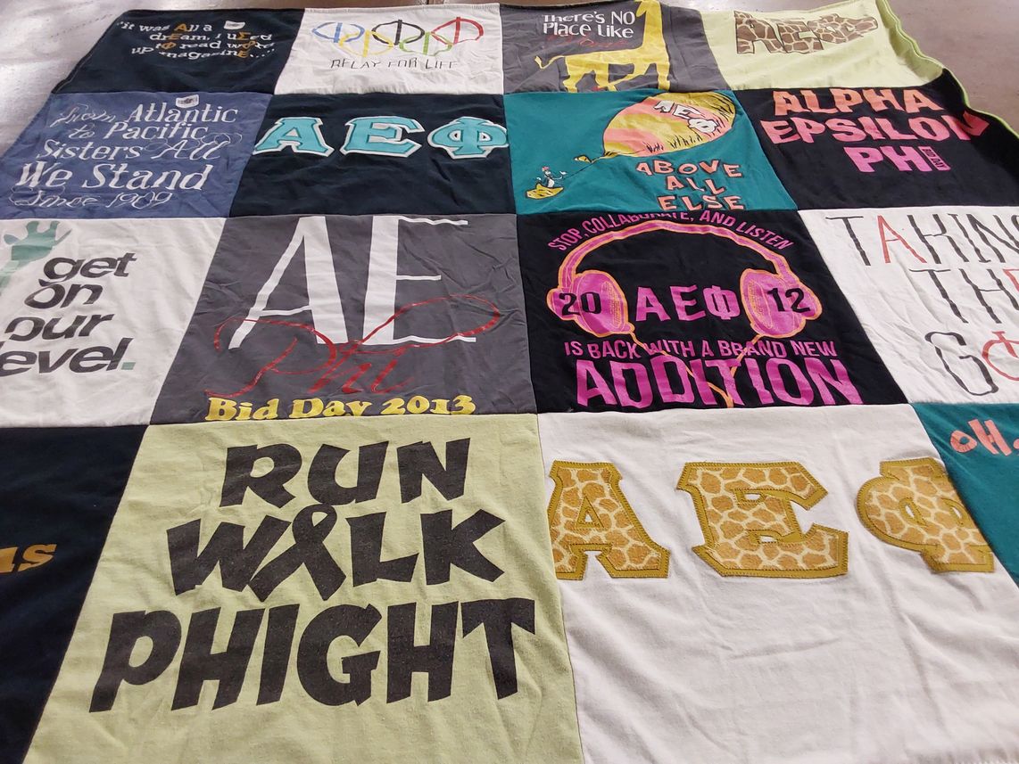 T-shirt quilt with sorority, charity themes by Danielle from MA