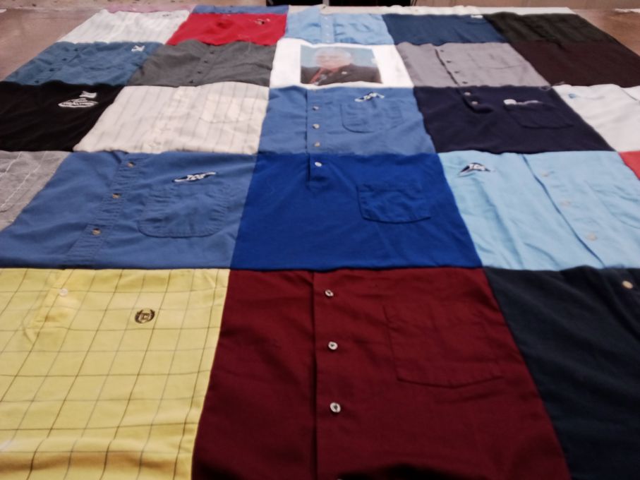 T-shirt quilt with fashion, textiles themes by Linda from FL