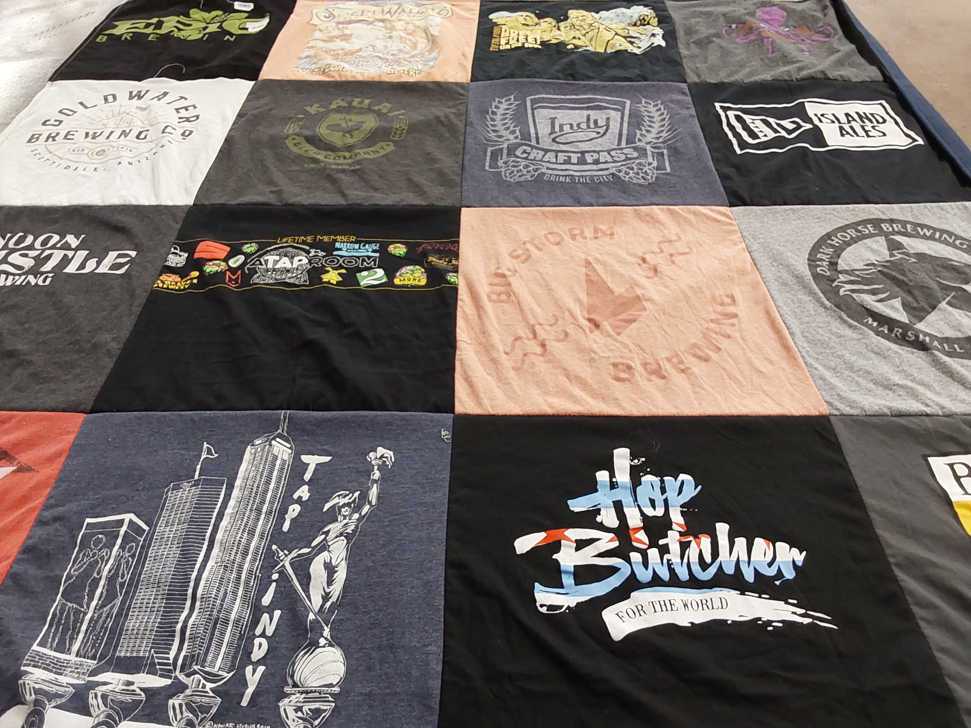 T-shirt quilt with beer, craft beer themes by Karen from IN
