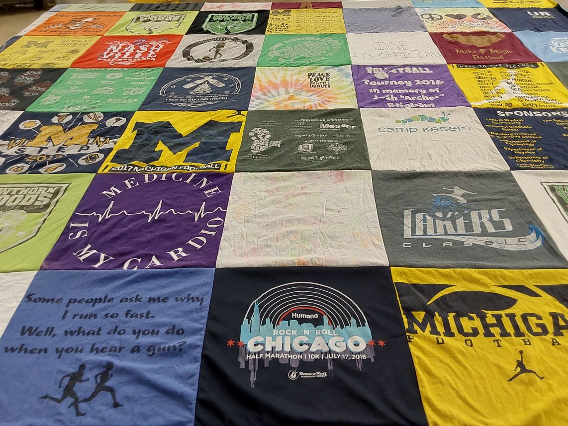 T-shirt quilt featuring michigan football by Sarah from TN