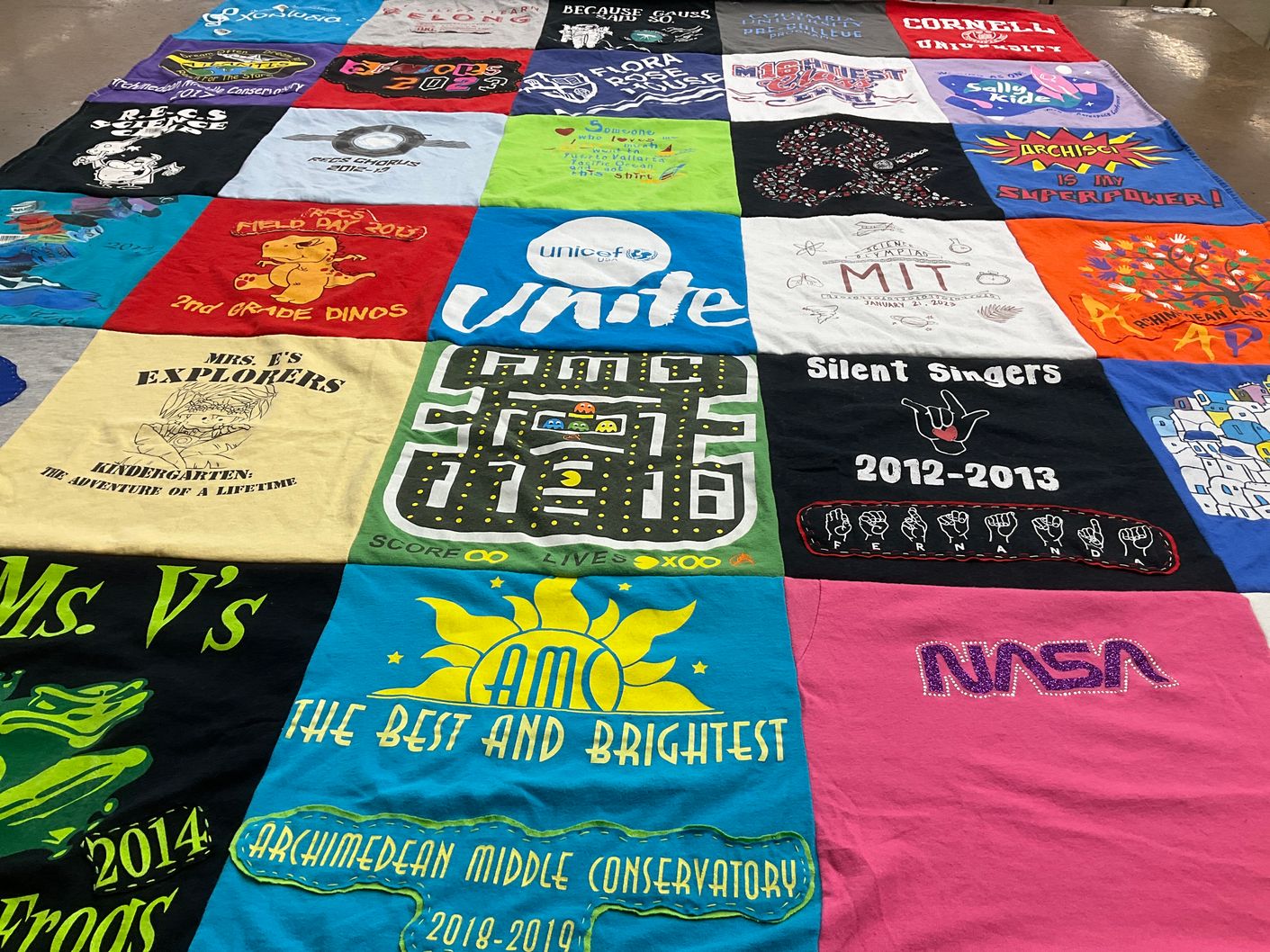 T-shirt quilt from cornell university, massachusetts institute of technology by Brenda from FL