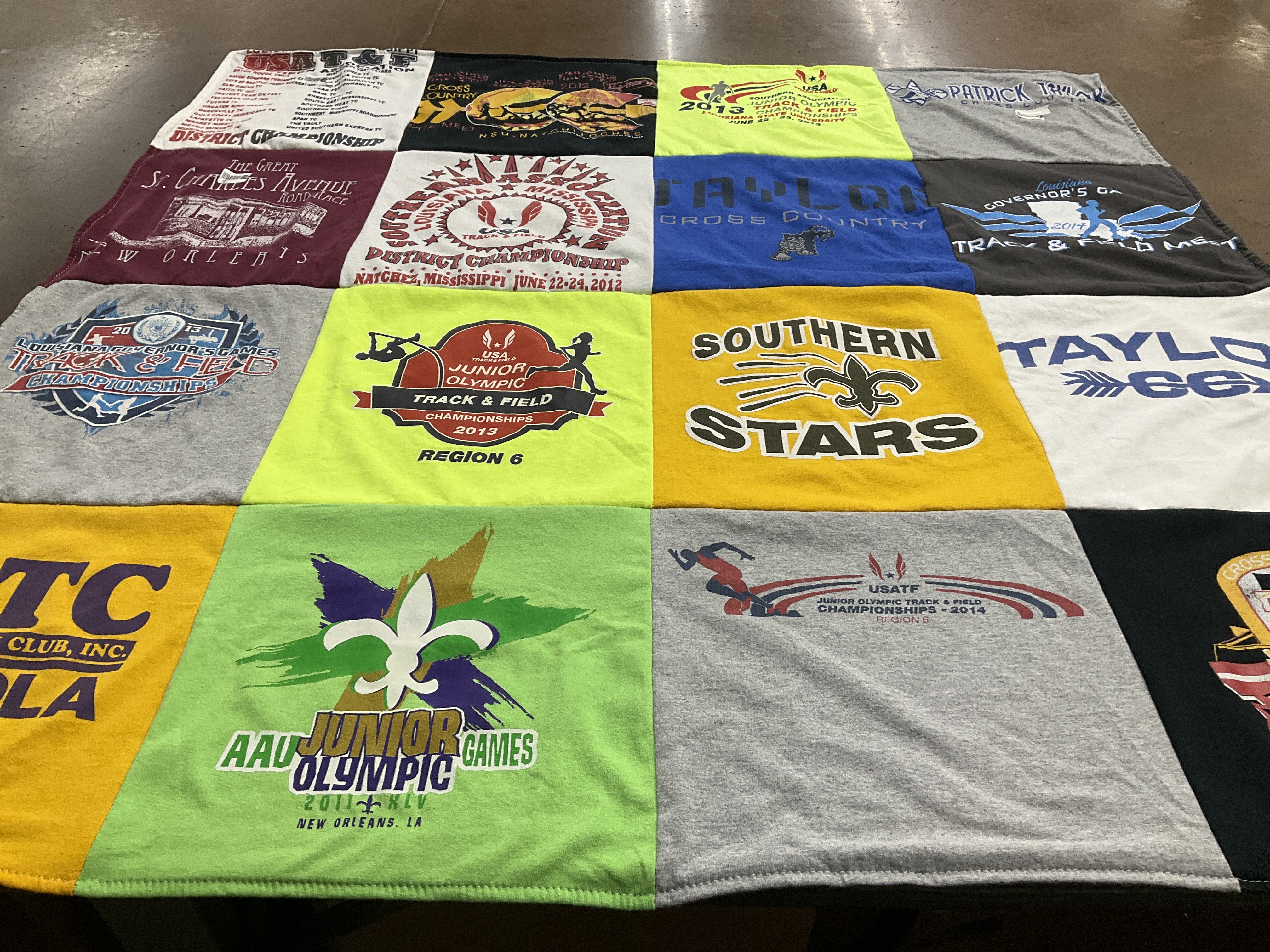 T-shirt quilt with sports, running themes by Brittany from LA